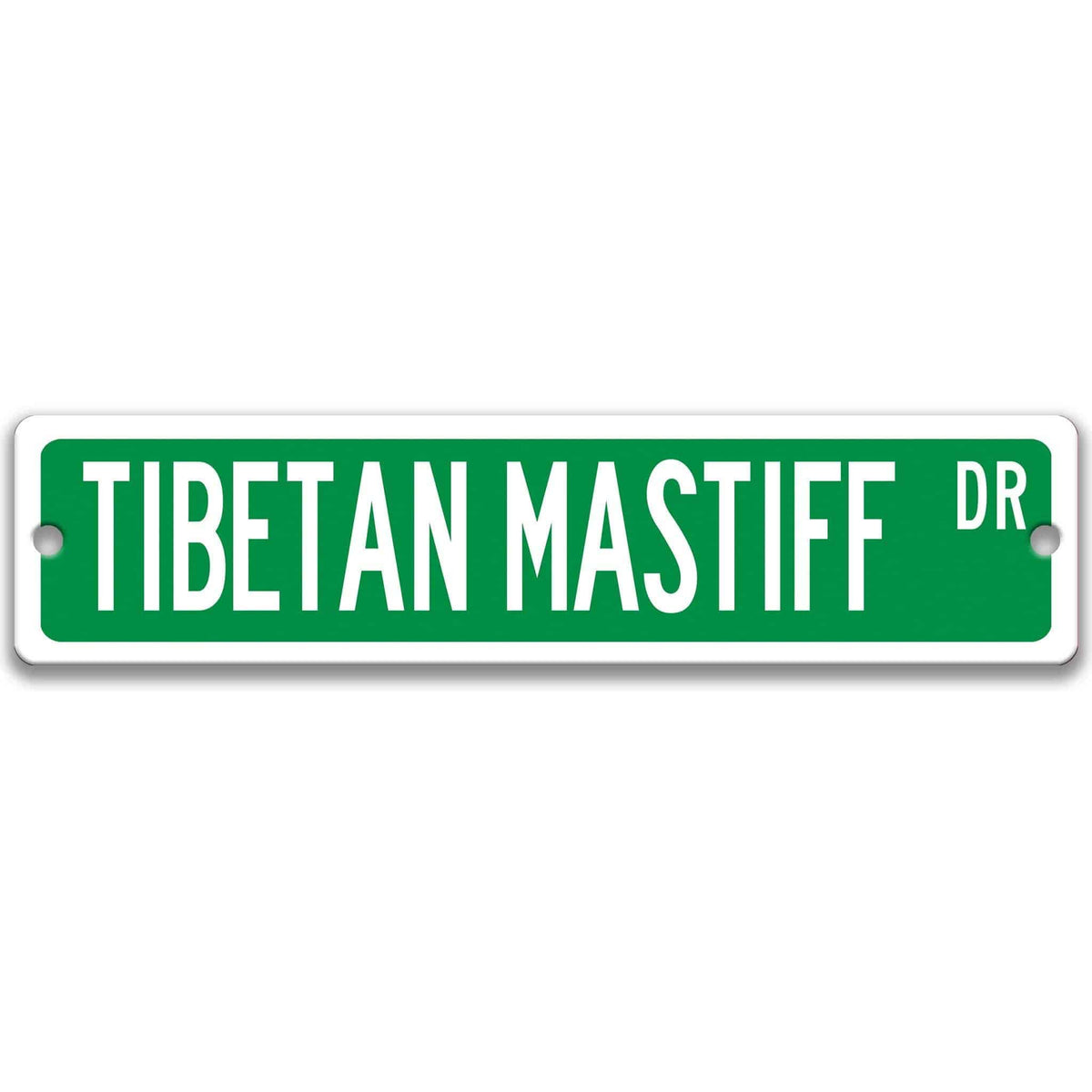 Brown Tibetan Mastiff DR aluminum street sign with white lettering