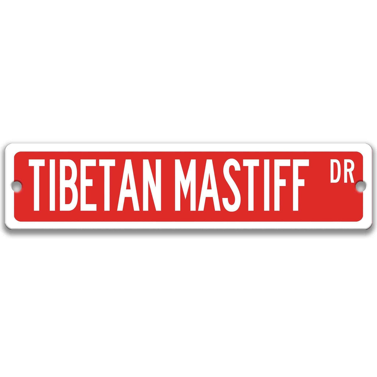 Yellow Tibetan Mastiff DR aluminum street sign with black lettering