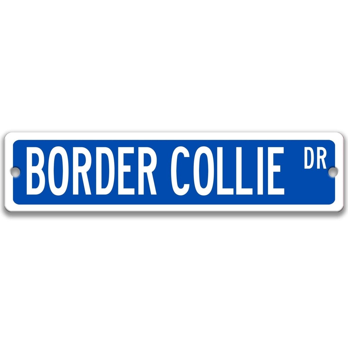 Gray Border Collie DR aluminum street sign with black lettering