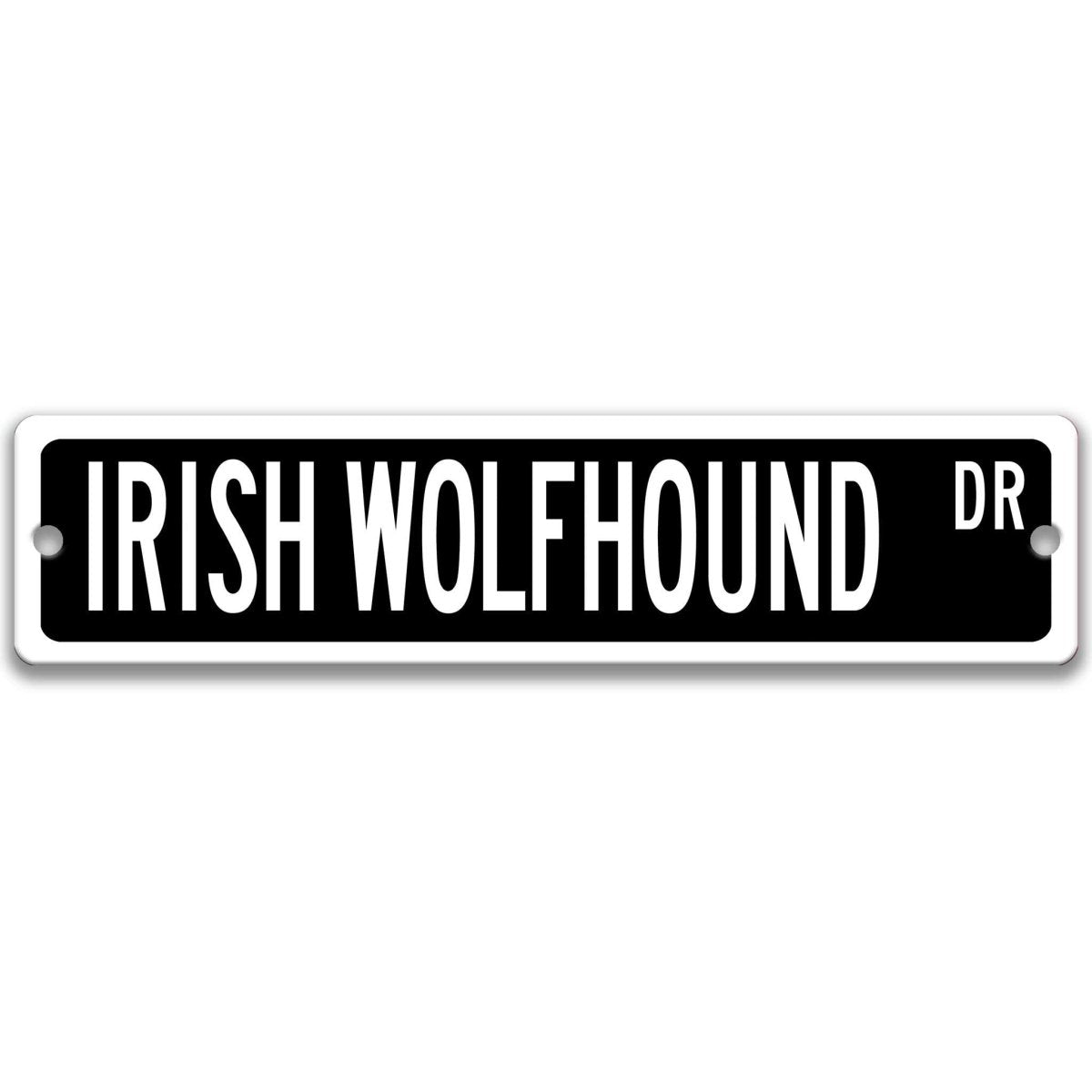 Green Irish Wolfhound DR aluminum street sign with white lettering
