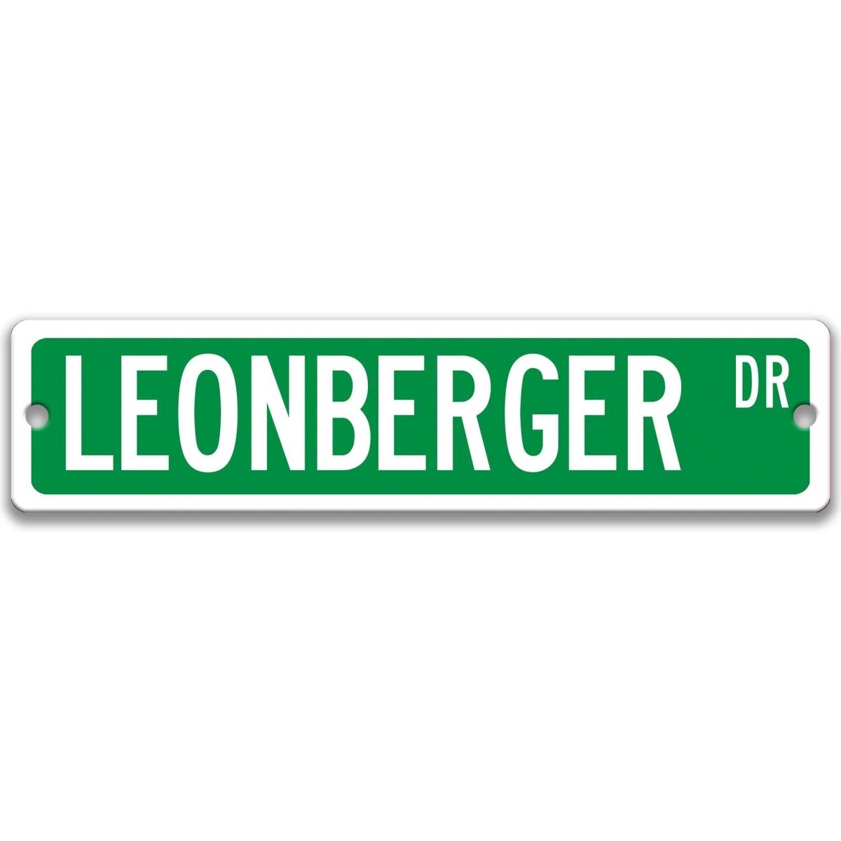 Yellow Leonberger DR aluminum street sign with black lettering