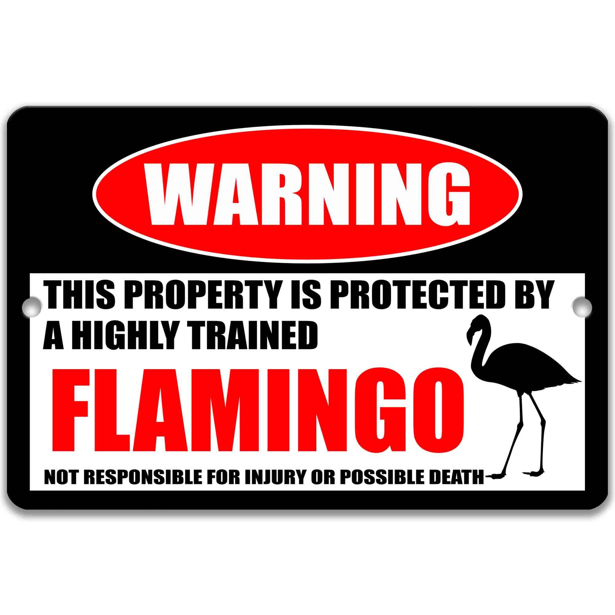 Flamingo Metal Sign - Tropical Welcome and Warning Decor for Outdoor Yards and Humorous Flamingo Lovers