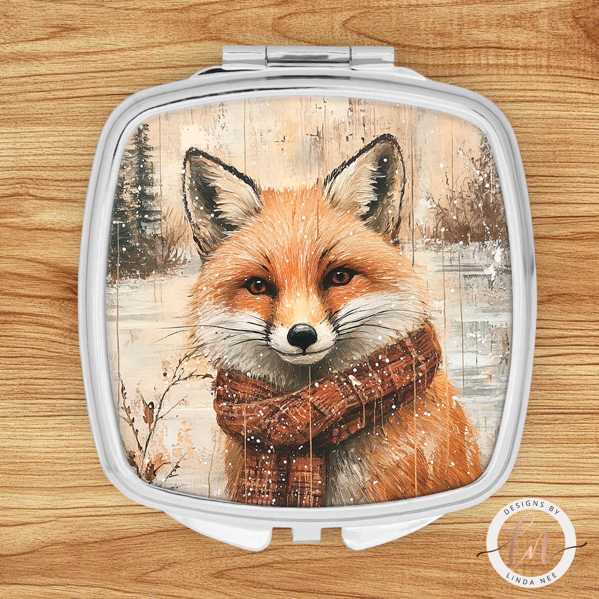Fox Compact Mirror - Rustic Nature Animal Gift for Heranthropomorphic