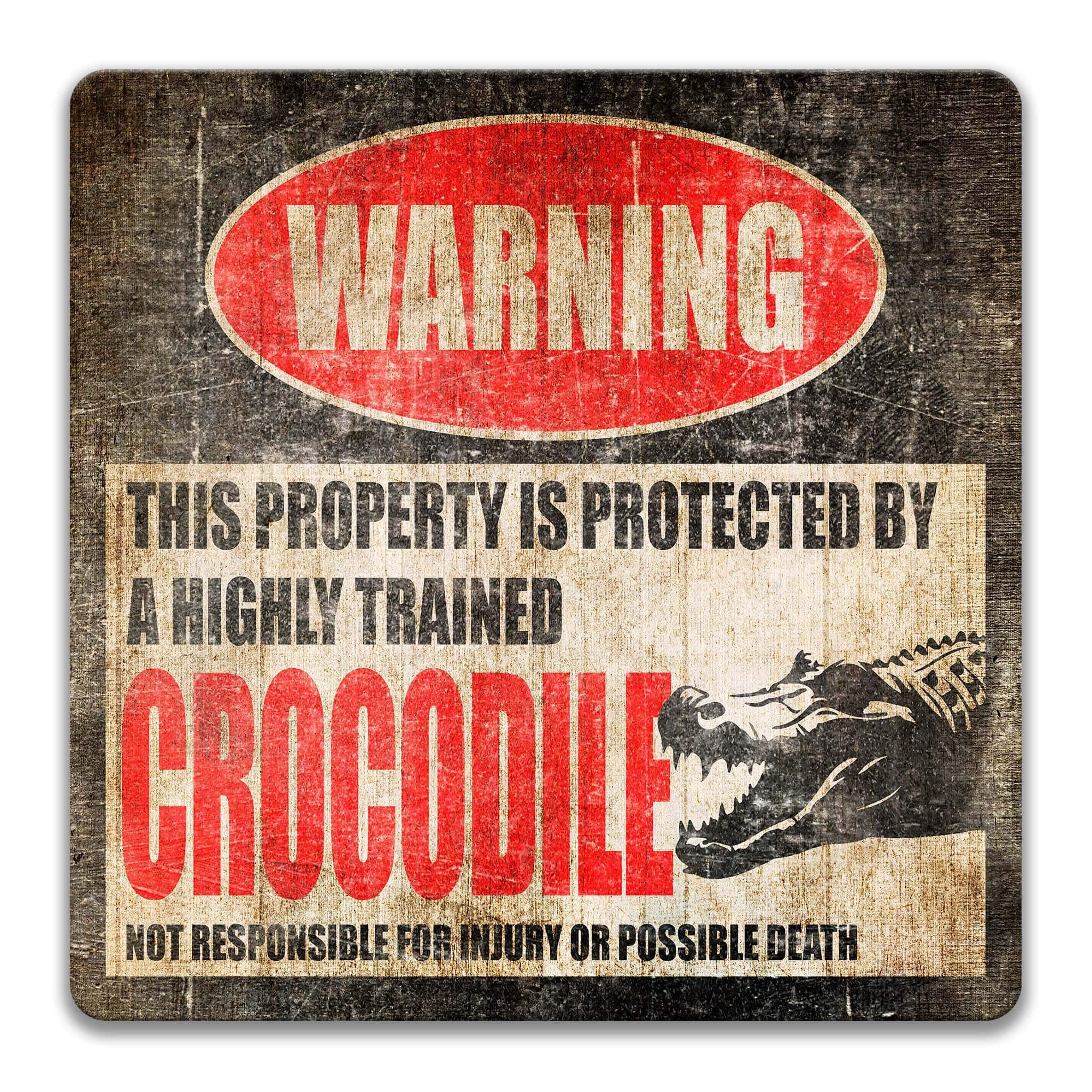 Funny Crocodile Warning Sign, Beware of Crocodile Sign, Crocodile Novelty Decor, Sign for Boat Dock, Florida Signage, Indoor or Outdoor Decor