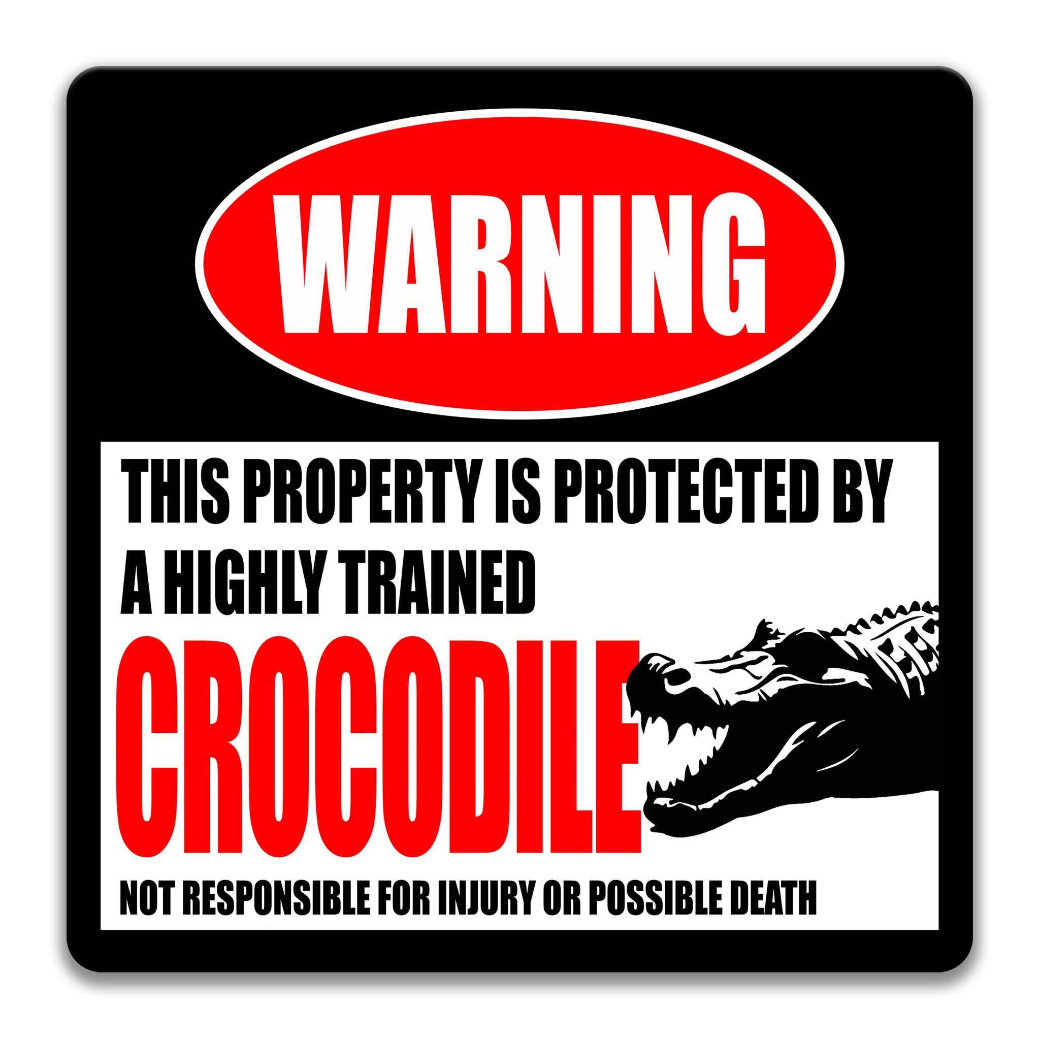 Funny Crocodile Warning Sign, Beware of Crocodile Sign, Crocodile Novelty Decor, Sign for Boat Dock, Florida Signage, Indoor or Outdoor Decor