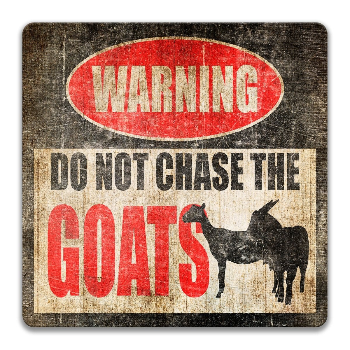 Funny Goats Metal Warning Sign