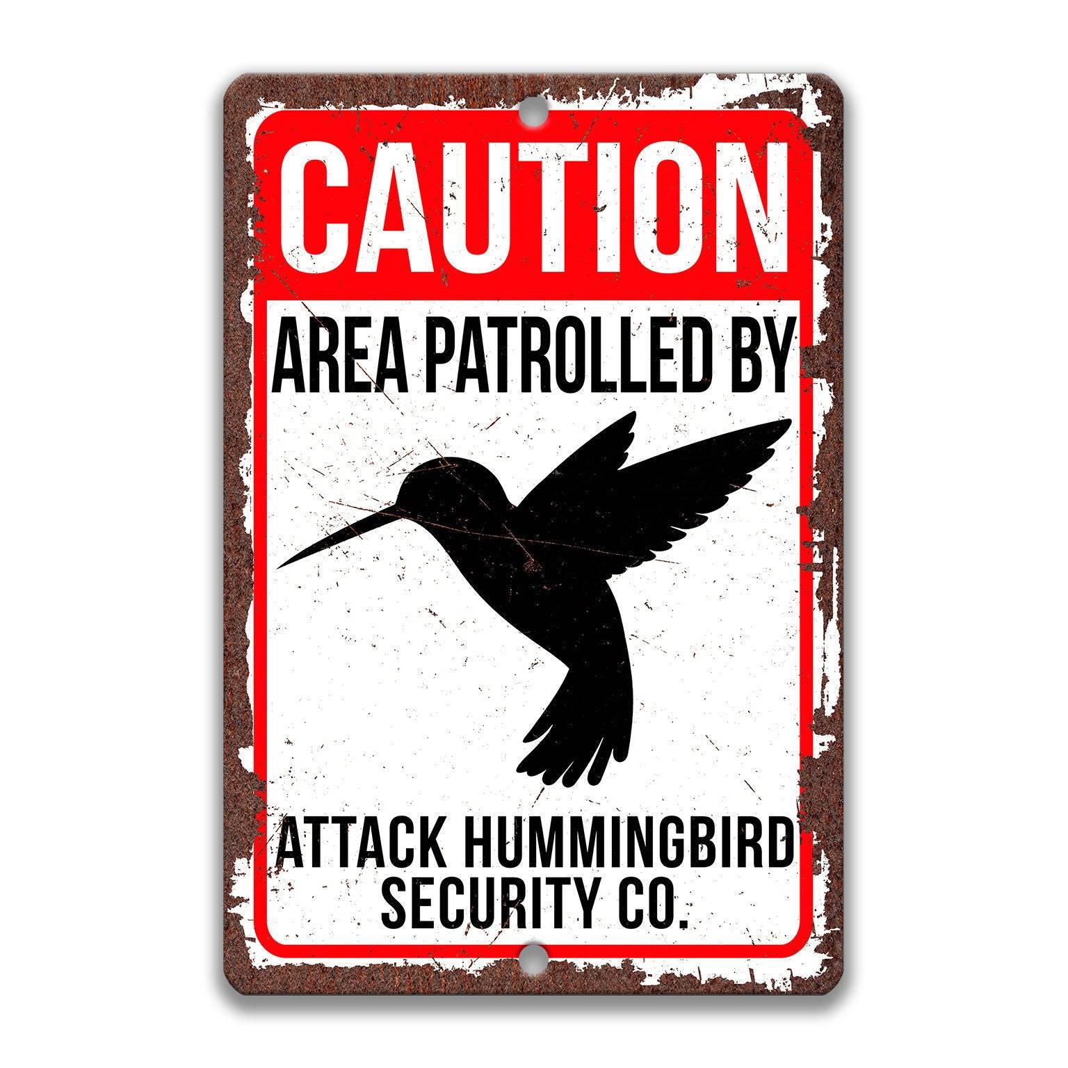 Funny Hummingbird Garden Metal Sign