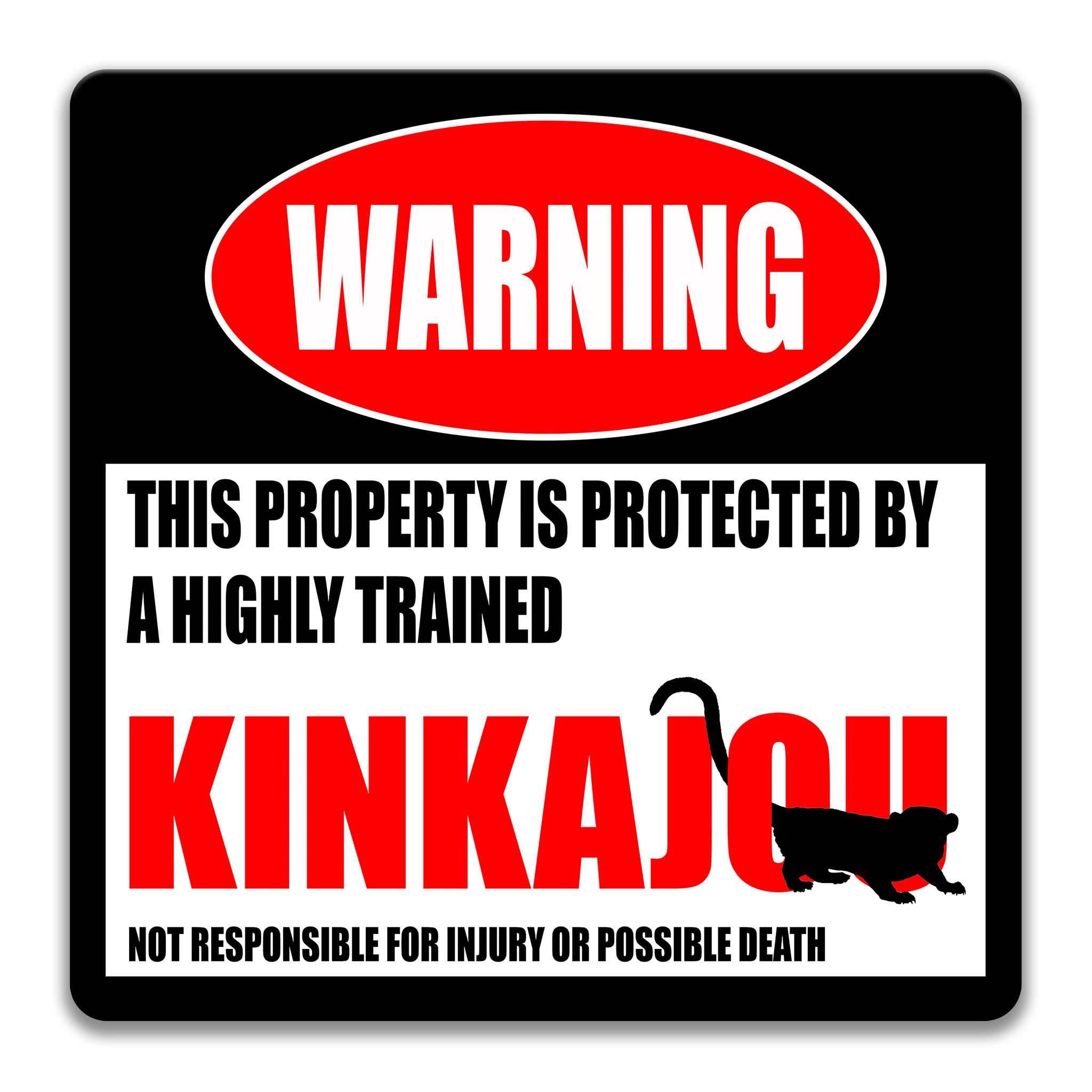 Funny Kinkajou Warning Sign, Beware of Kinkajou Sign, Tropical Rainforest Mammal, Coatis