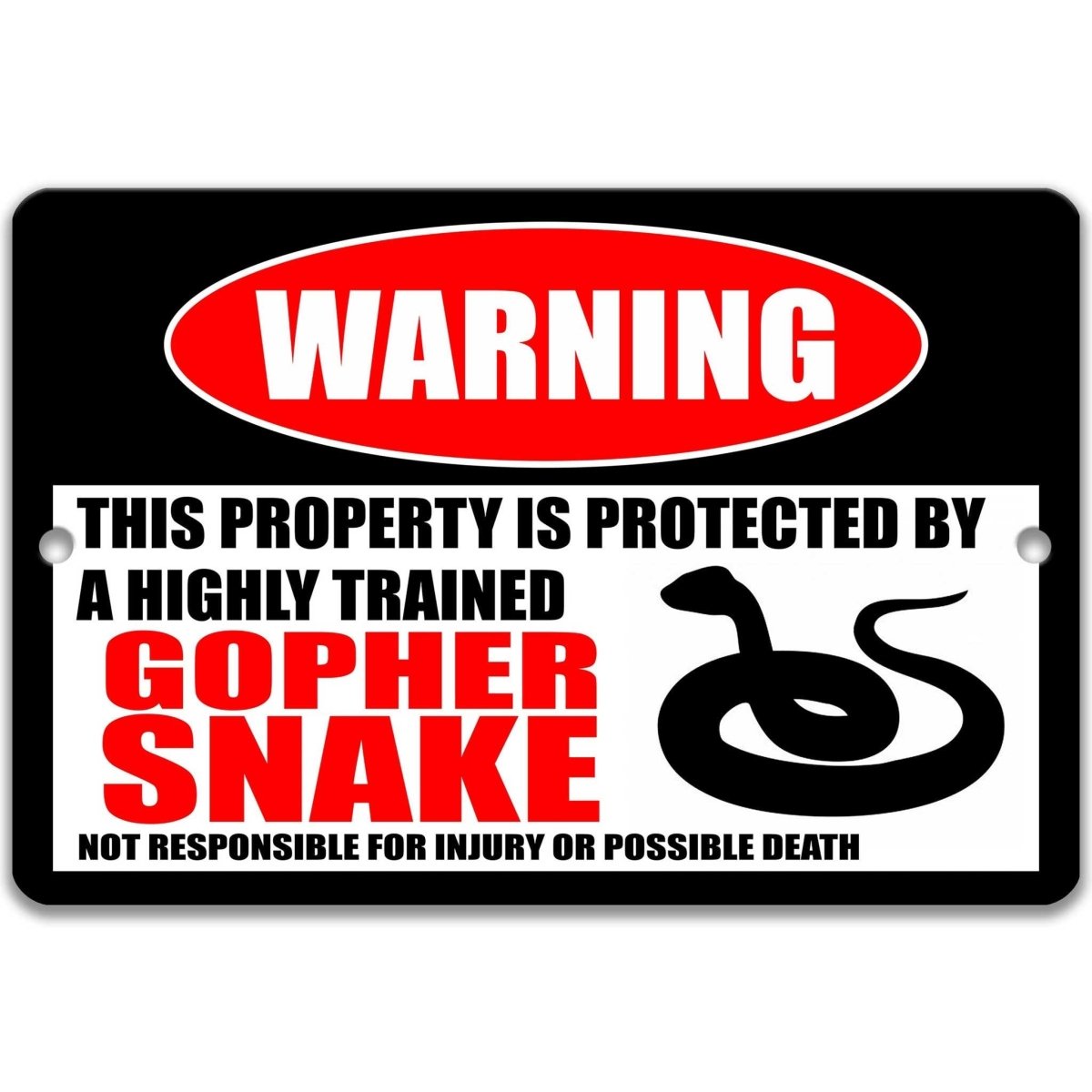 Gopher Snake Warning Metal Sign