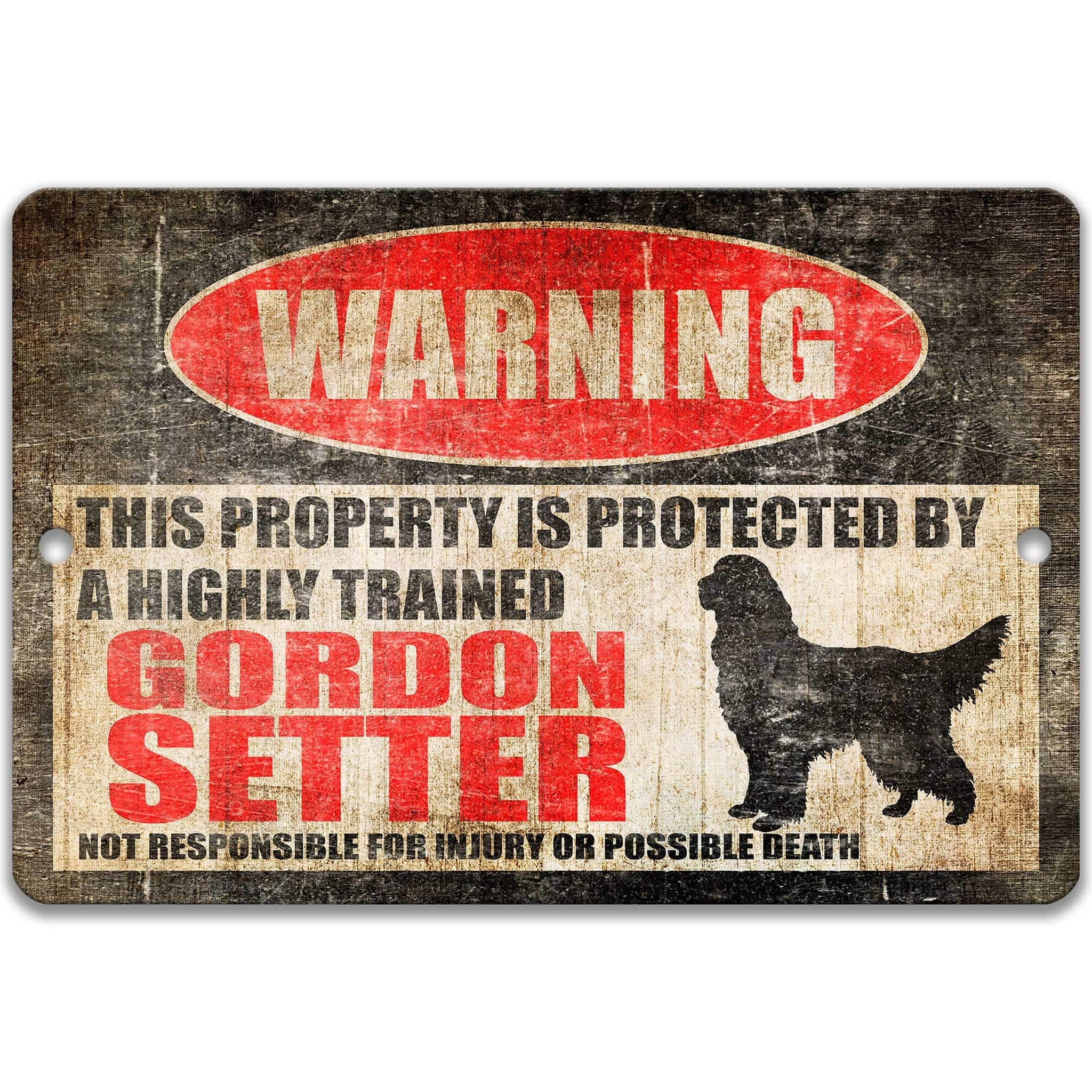 Gordon Setter Dog Warning Sign - Property Protected by a Highly Trained Dog