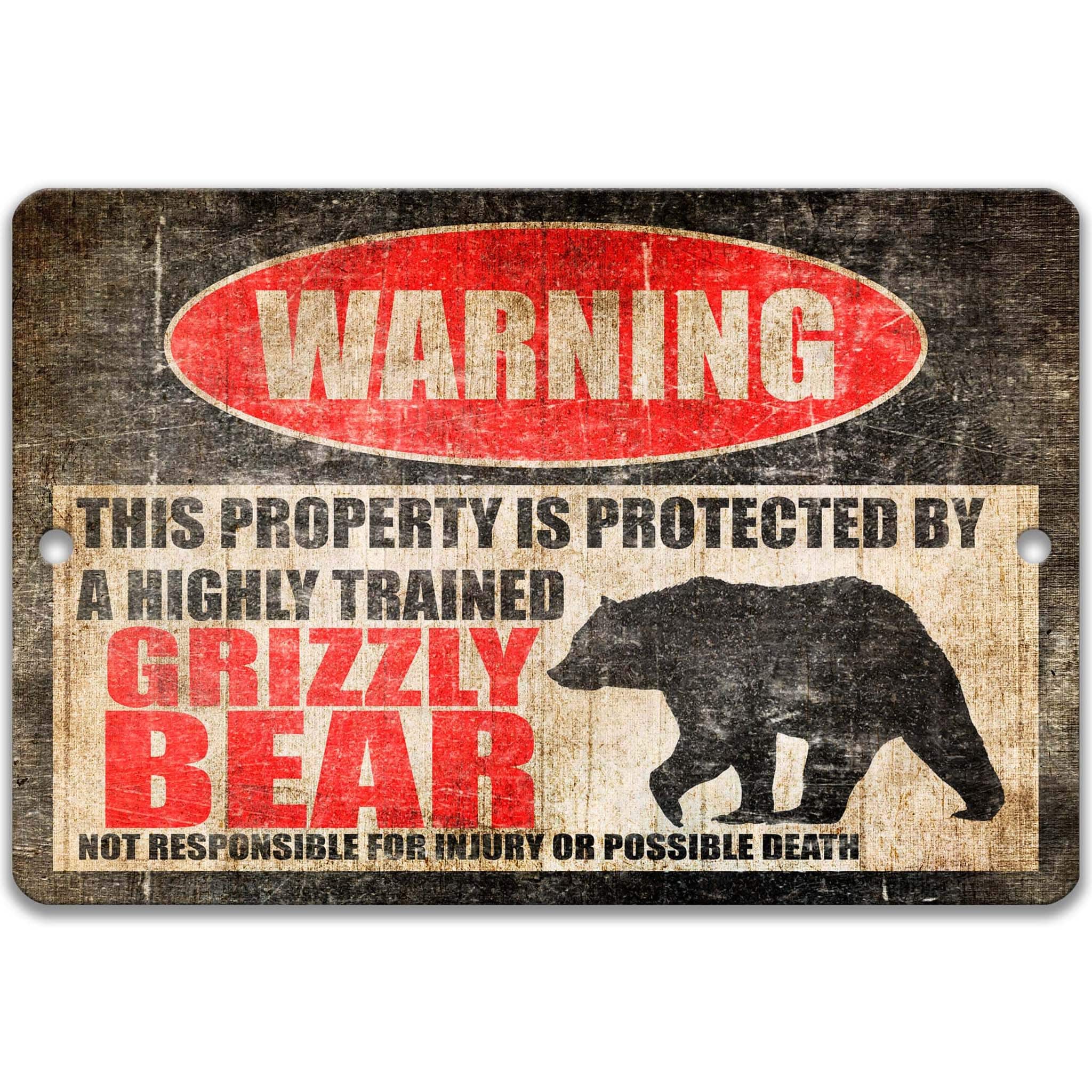 Grizzly Bear Metal Sign, Grizzly Bear Warning, Alaskan Animals, Brown Bear