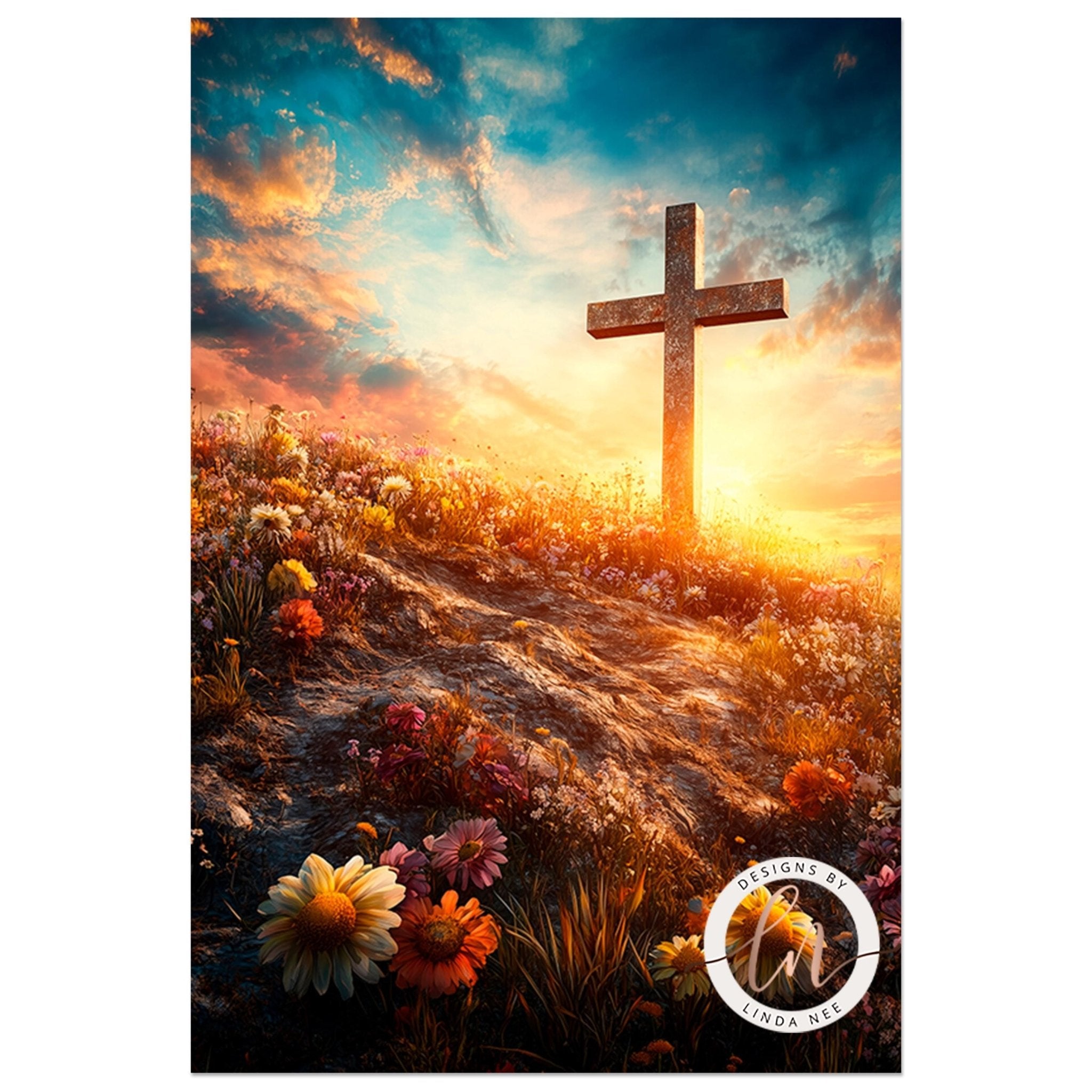 He Is Risen Print - Christian Easter Wall Art Metal PosterDesigns by Linda Nee