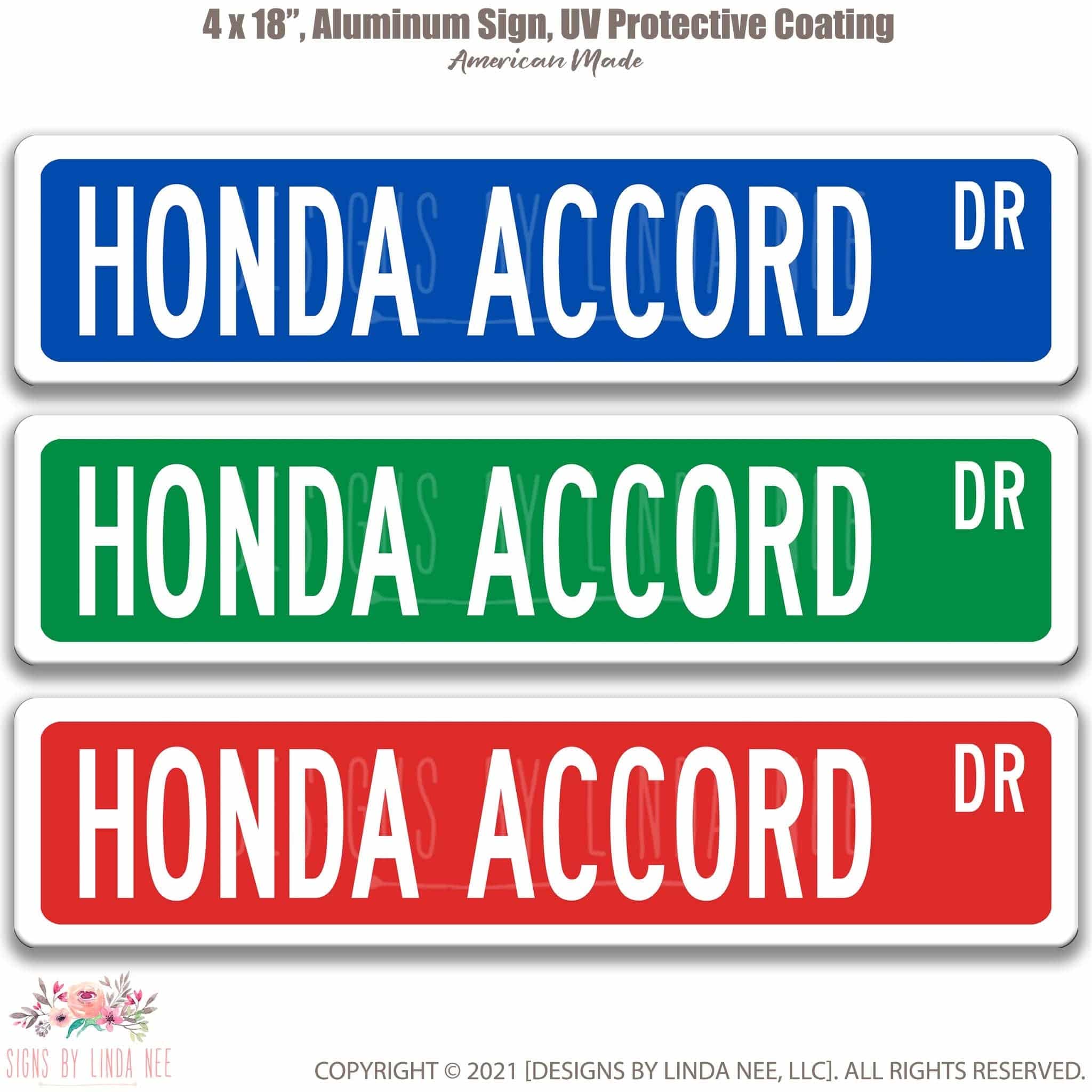 Honda Accord Metal Street Sign