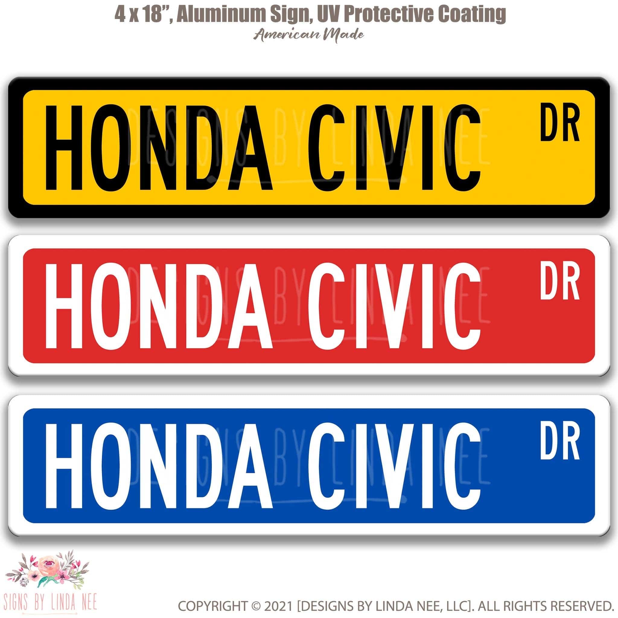Honda Civic Metal Street Sign