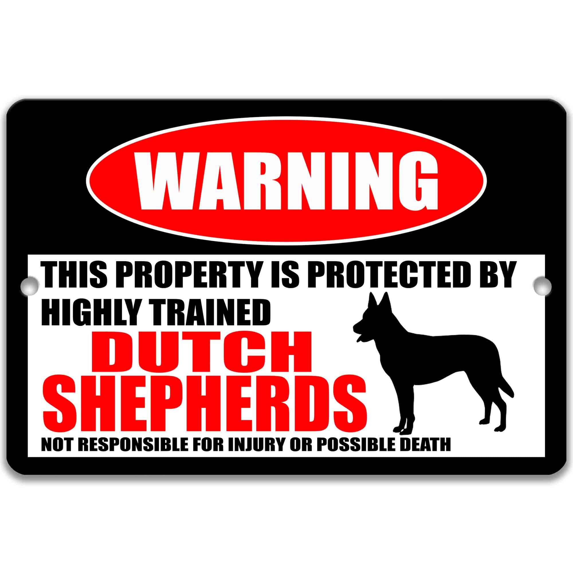 K9 Security Warning Sign - Dutch German Shepherds - Police Guard Dogs - No Trespassing