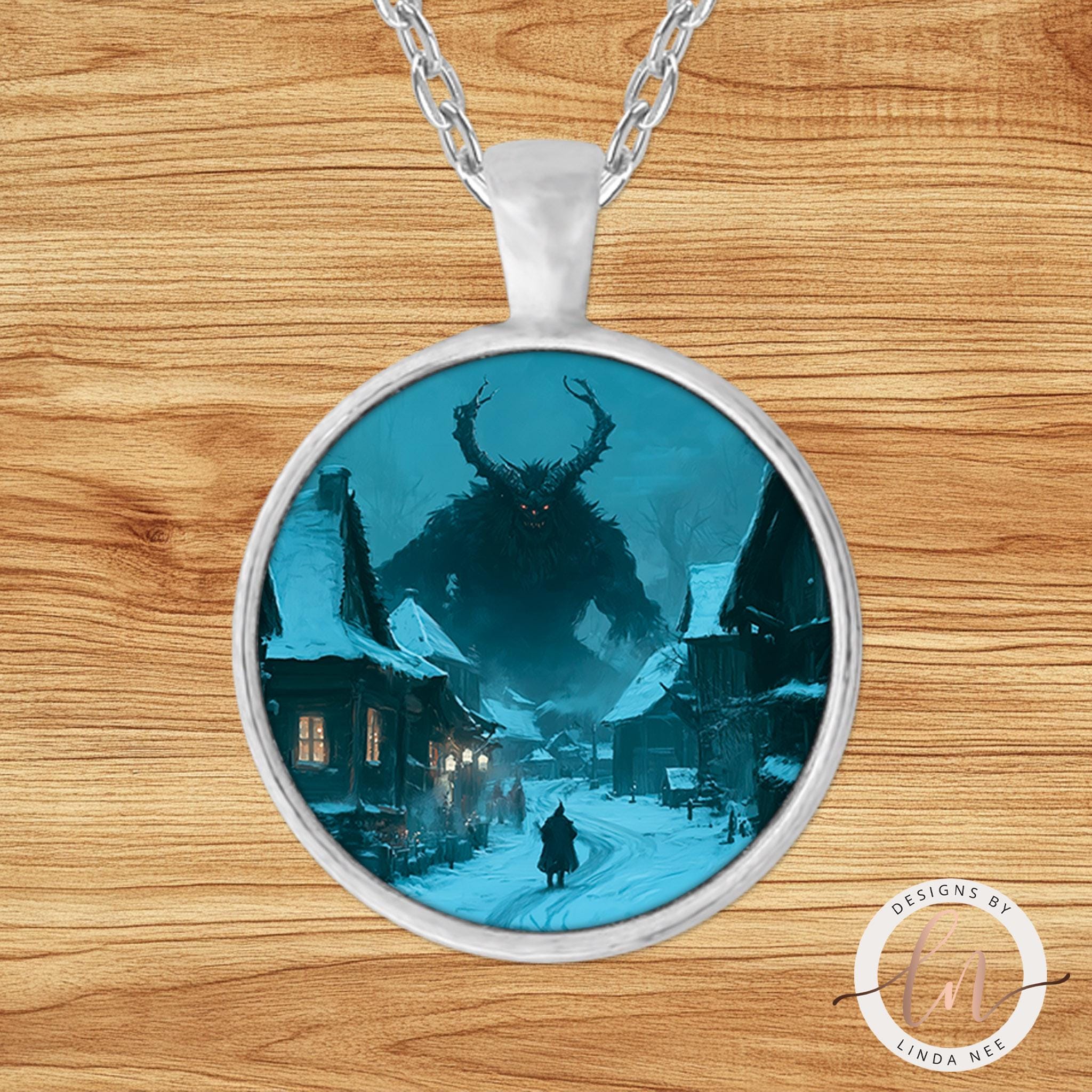 Krampus Necklace - Gothic Yule Art Spooky Christmas Pendant