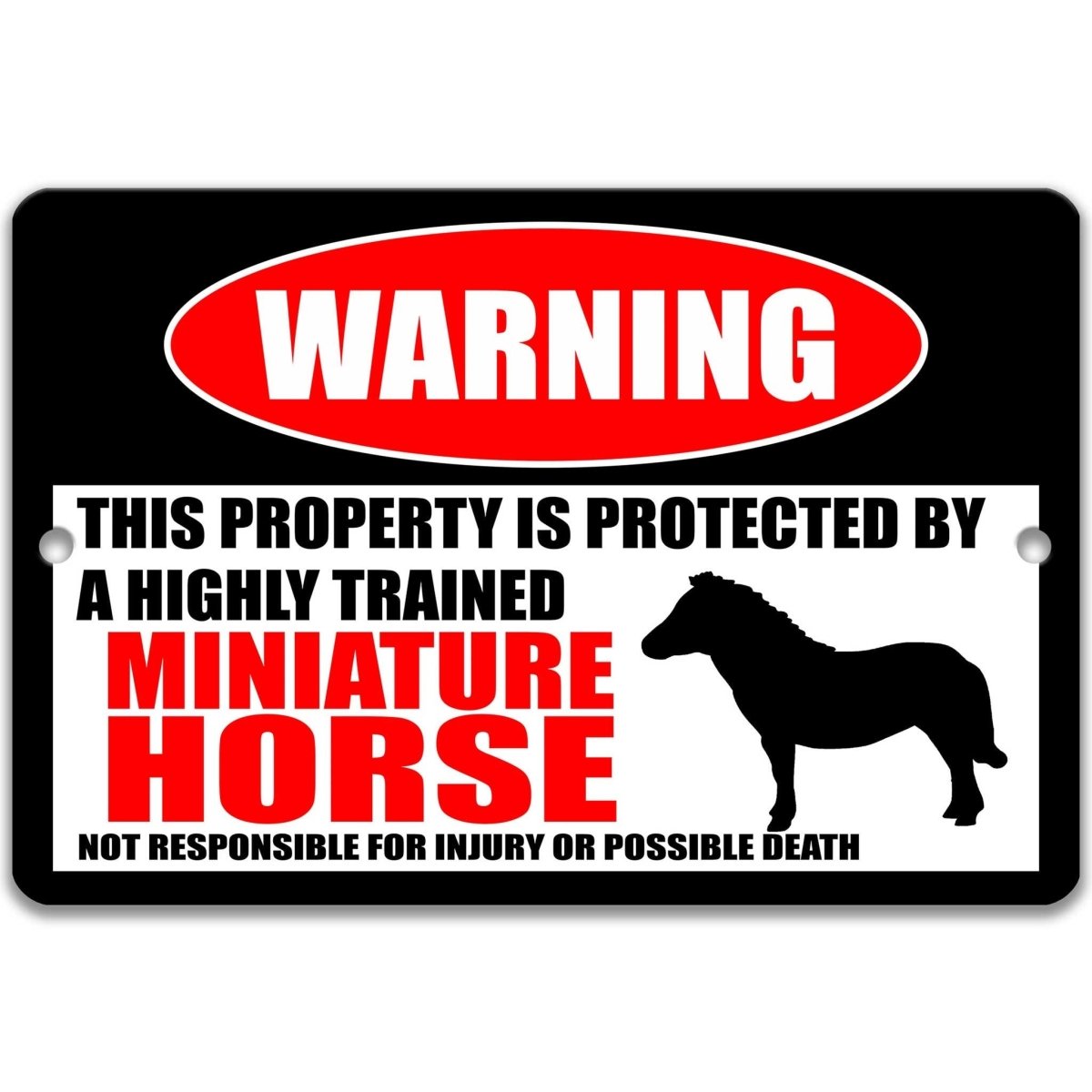 Mini Horse Farm Warning Metal Sign