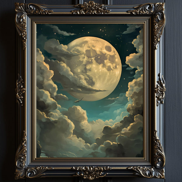 Moody Celestial Full Moon – Gothic Lunar Art Print