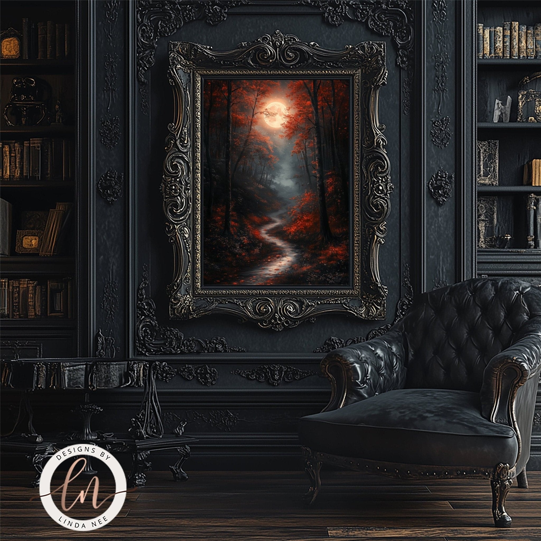 Moody Midnight Fall Forest Art - Metal or Fine Art Paper