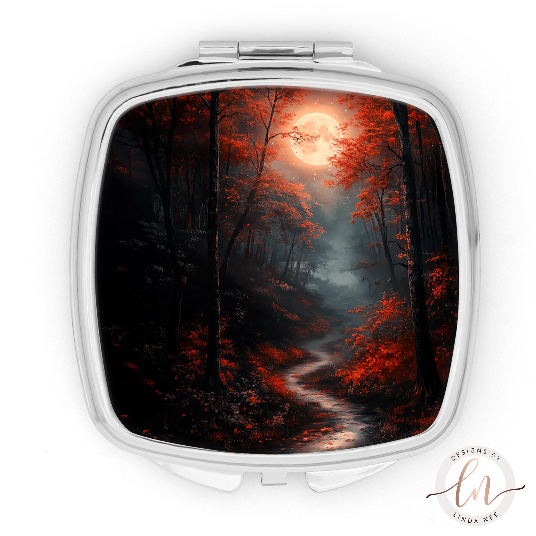 Moonlit Forest Compact Mirror - Gothic Dark Academia Gift