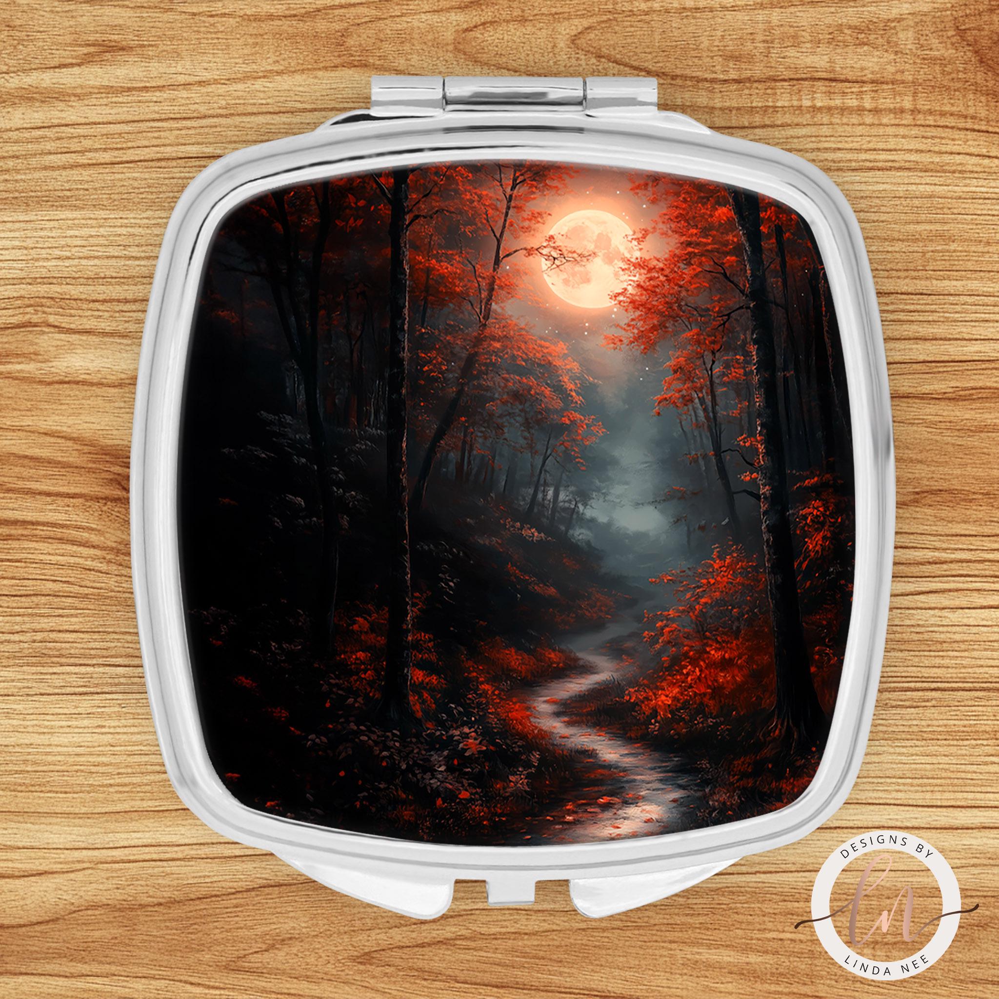 Moonlit Forest Compact Mirror - Gothic Dark Academia Gift