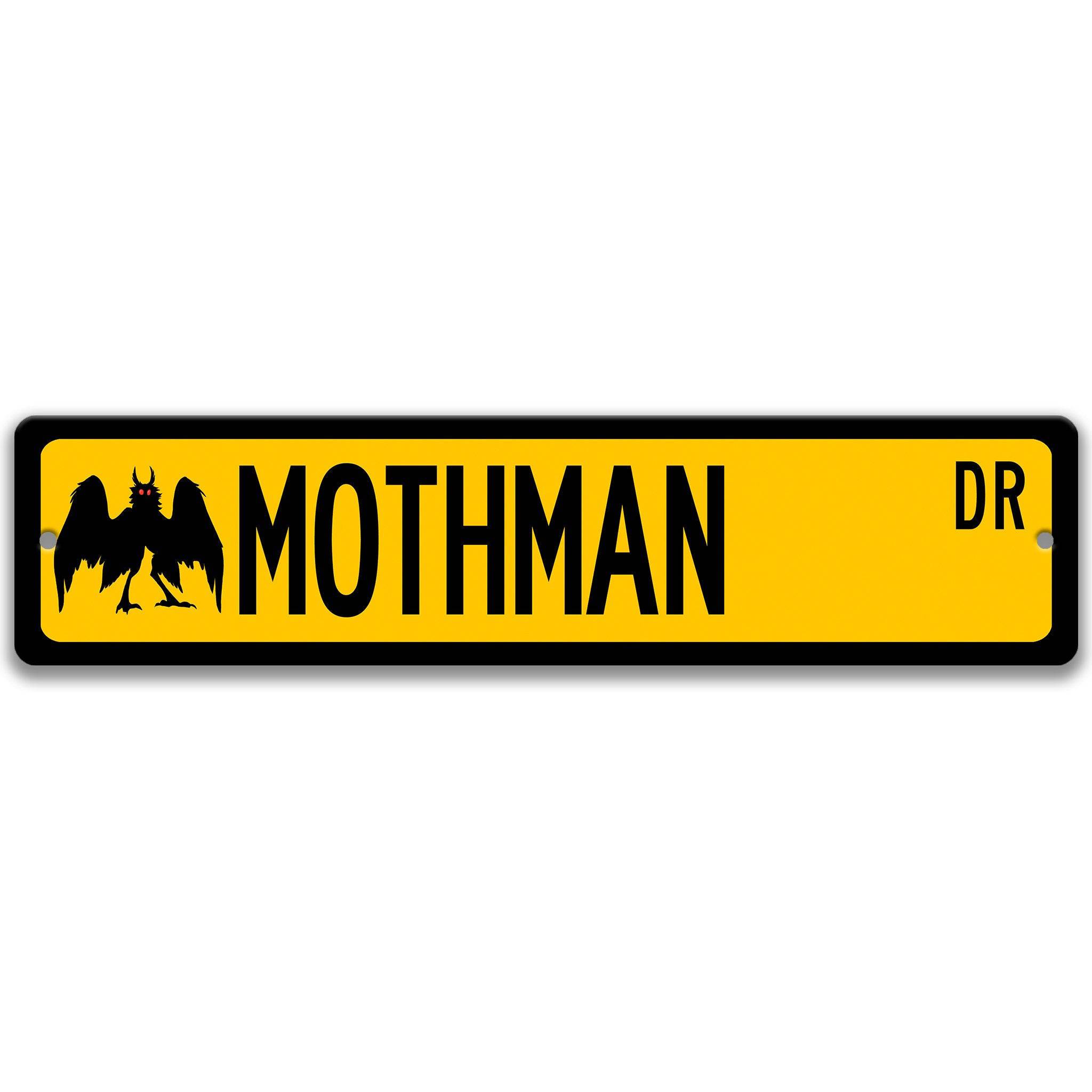 Mothman with Silhouette Metal Street Sign