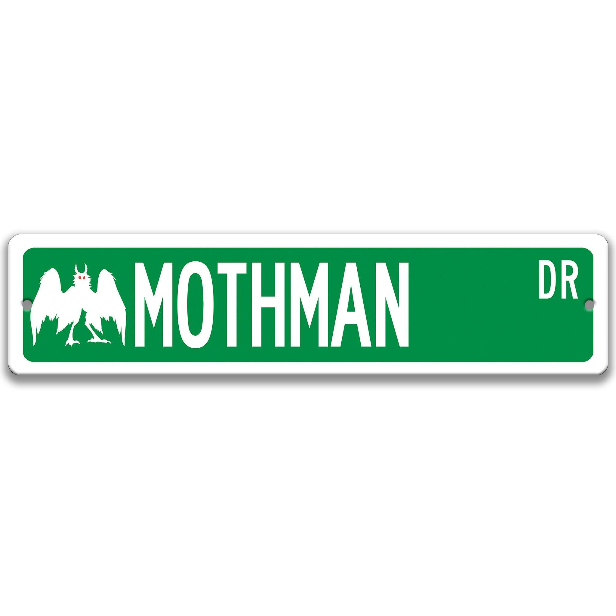 Mothman with Silhouette Metal Street Sign