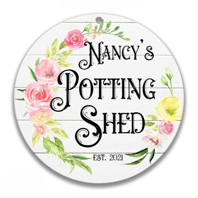 Personalized Pink Floral Potting Shed Sign