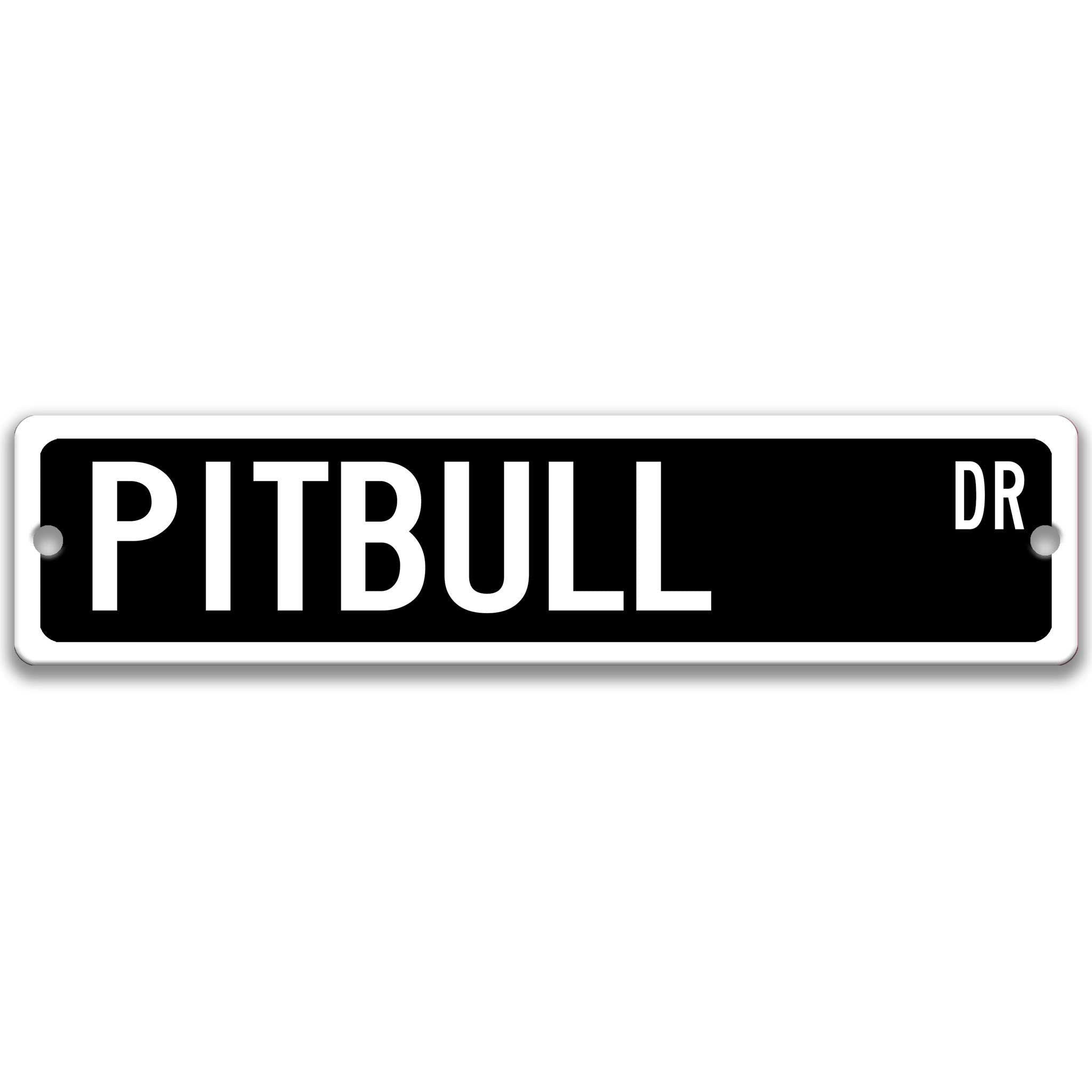 Pitbull Dog Metal Street Sign