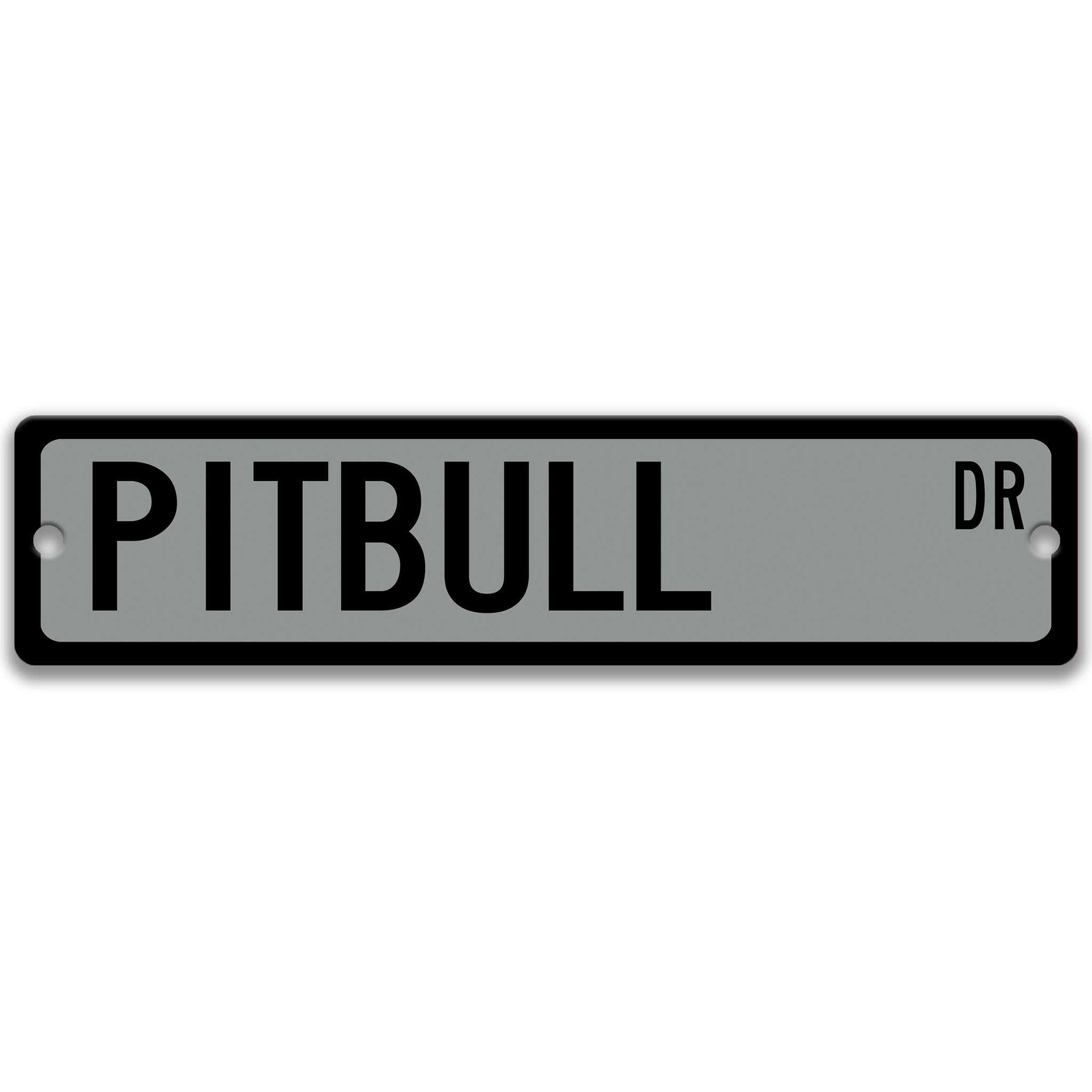 Pitbull Dog Metal Street Sign