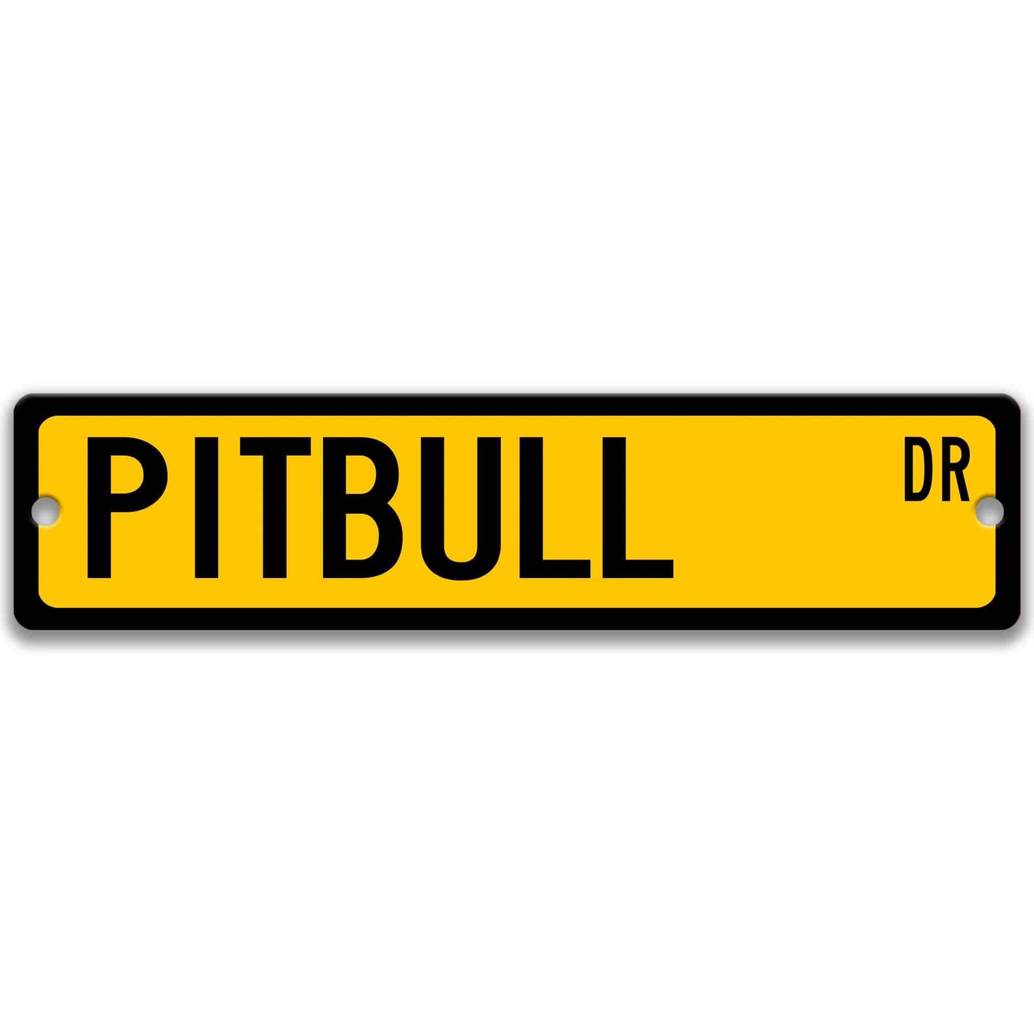Pitbull Dog Metal Street Sign