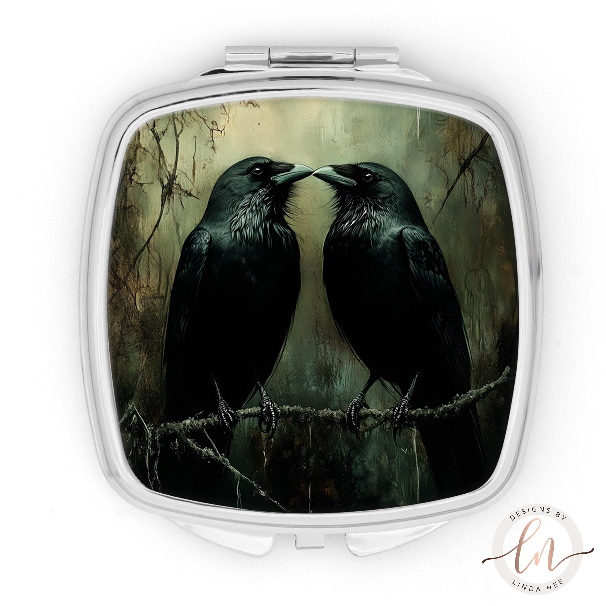 Raven Couple Compact Mirror - Norse Mythology Gothic Gift