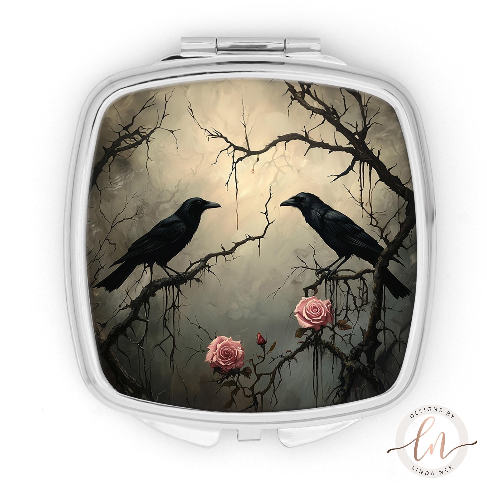 Raven Couple Compact Mirror - Romantic Dark Academia