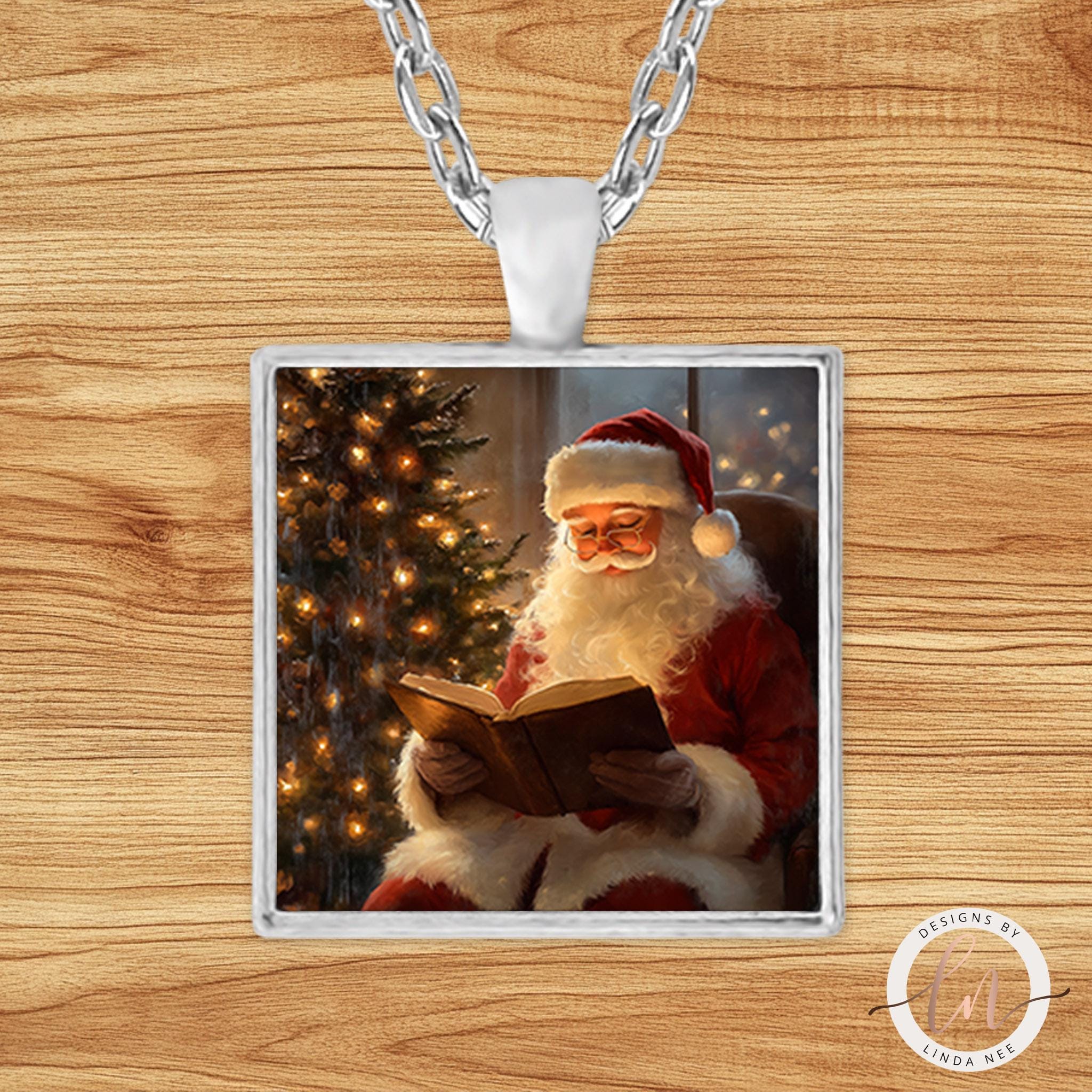 Santa Pendant Necklace - Vintage Christmas Jewelry for Hergifts