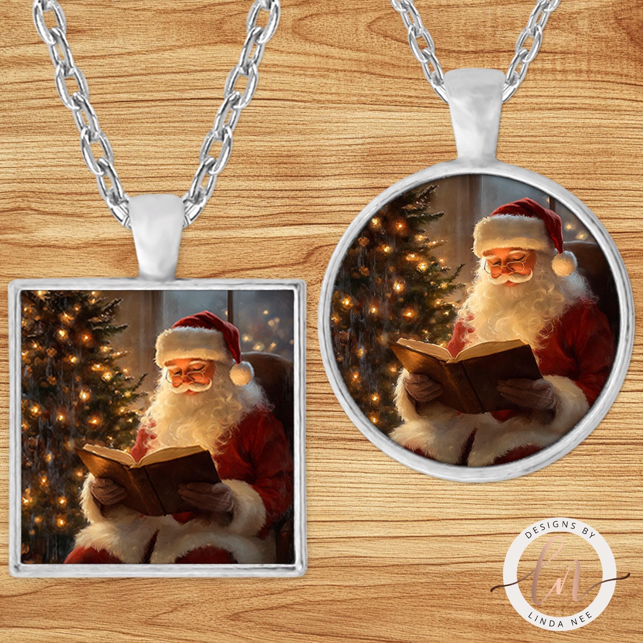 Santa Pendant Necklace - Vintage Christmas Jewelry for Hergifts