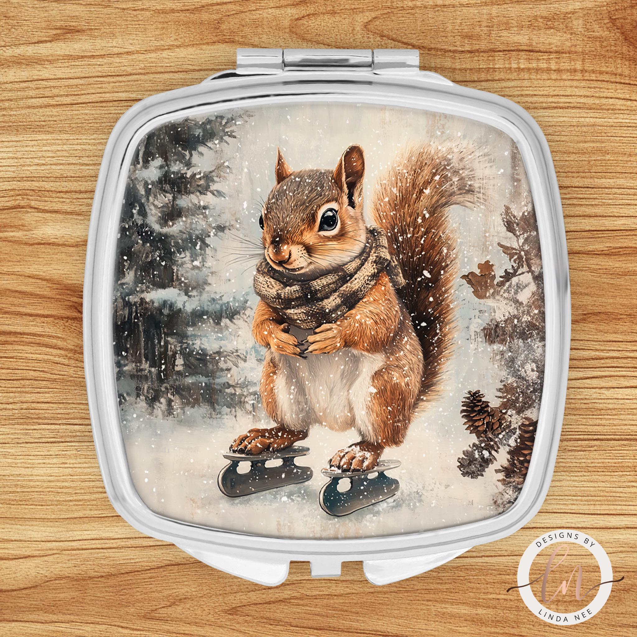 Squirrel Compact Mirror - Rustic Nature Animal Gift for Her
