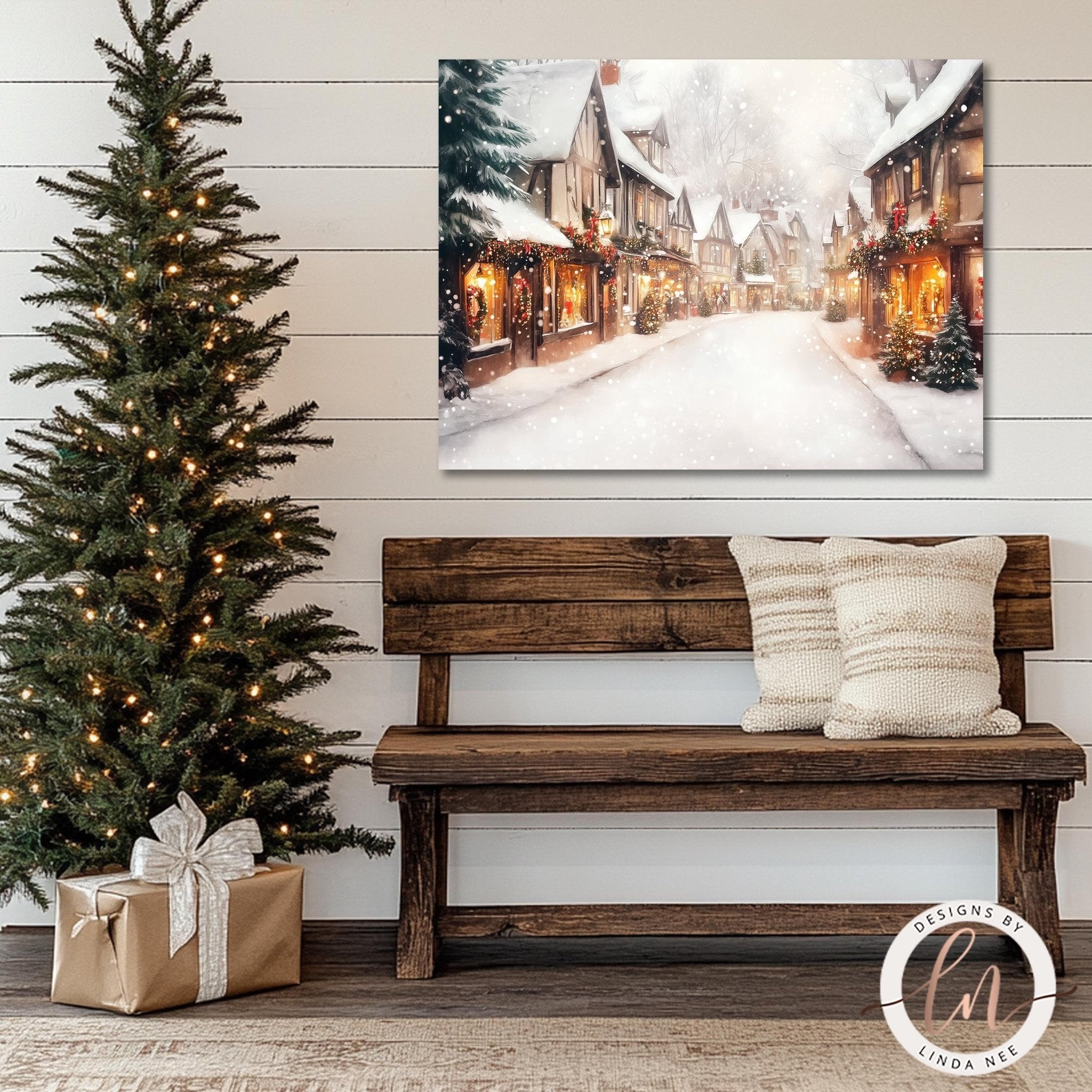 Victorian Christmas Market Print - Vintage Holiday Art