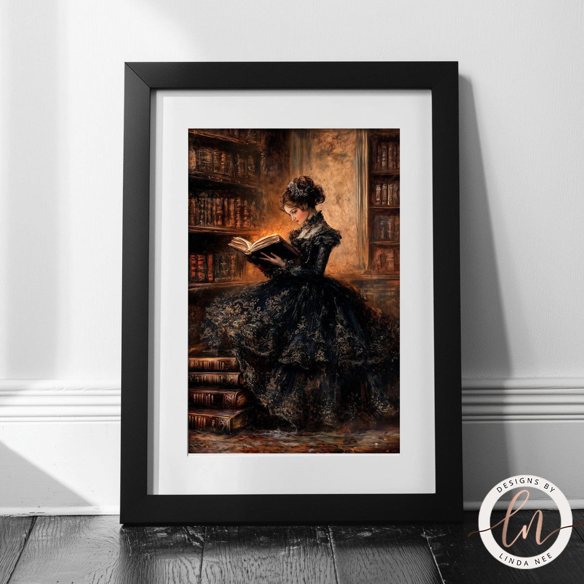 Victorian Lady Reading Metal Wall Art