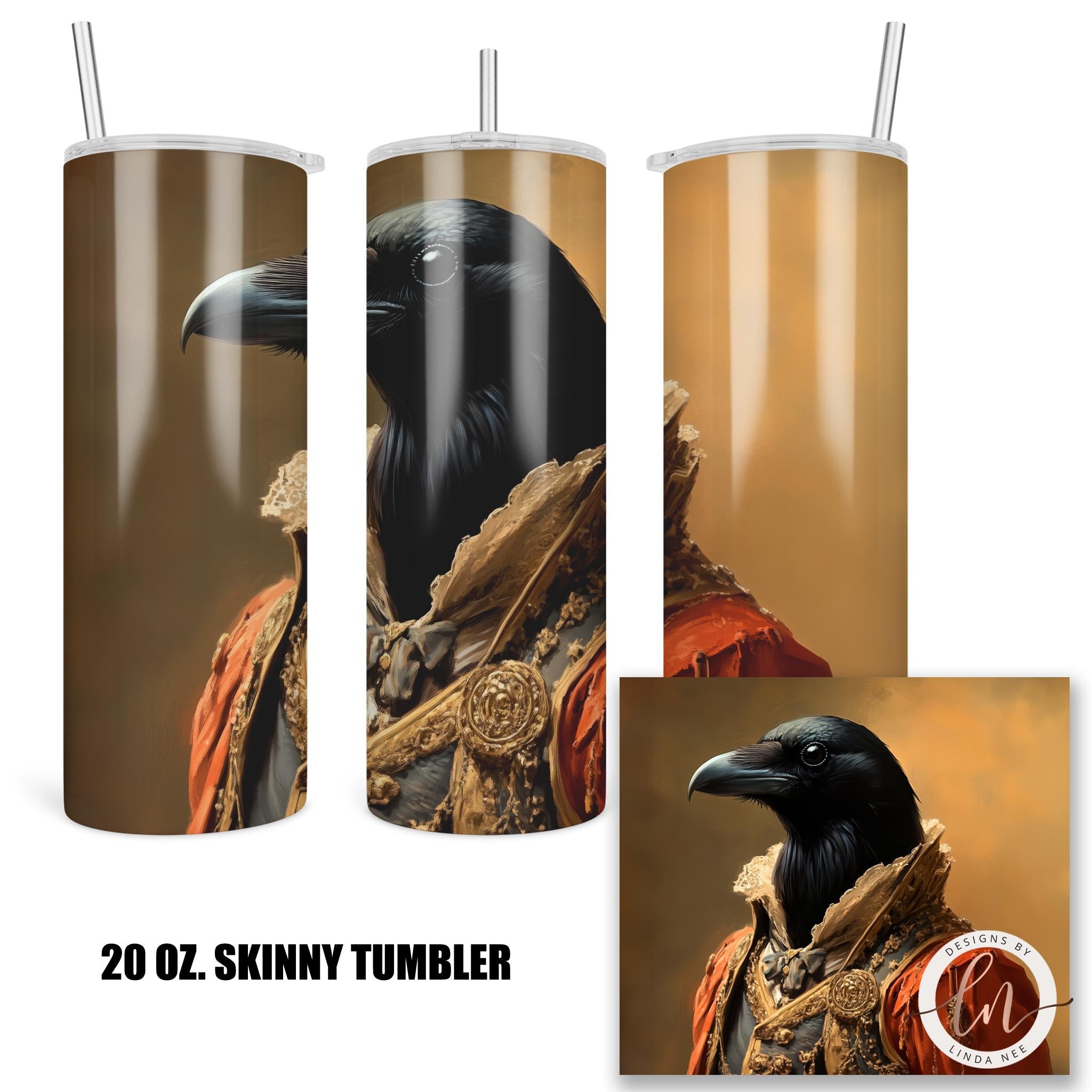 Victorian Raven Tumbler - Vintage Crow Art Holiday Gift