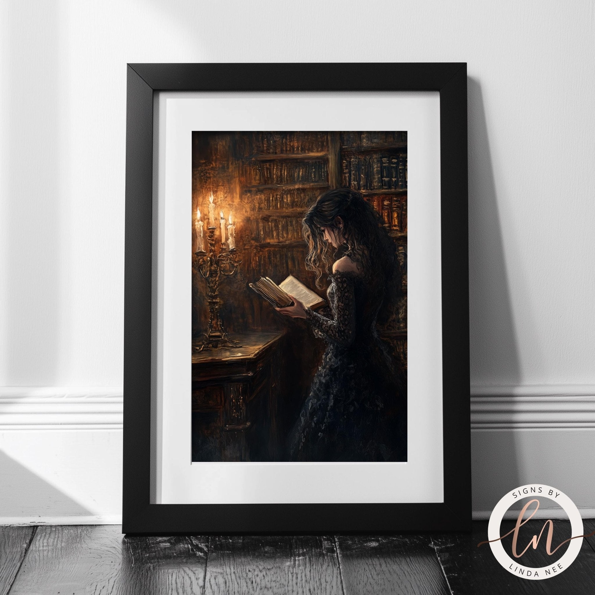 Victorian Woman Bookish Print – Dark Academia Art