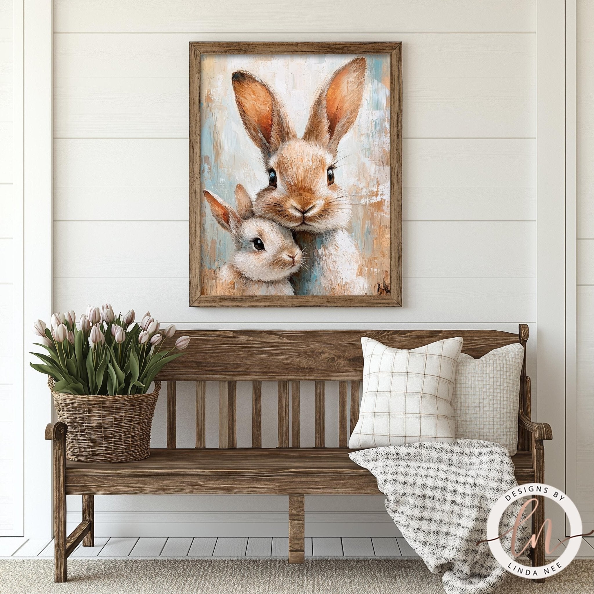 Vintage Bunny Rabbit Print - Farmhouse Nursery Decor