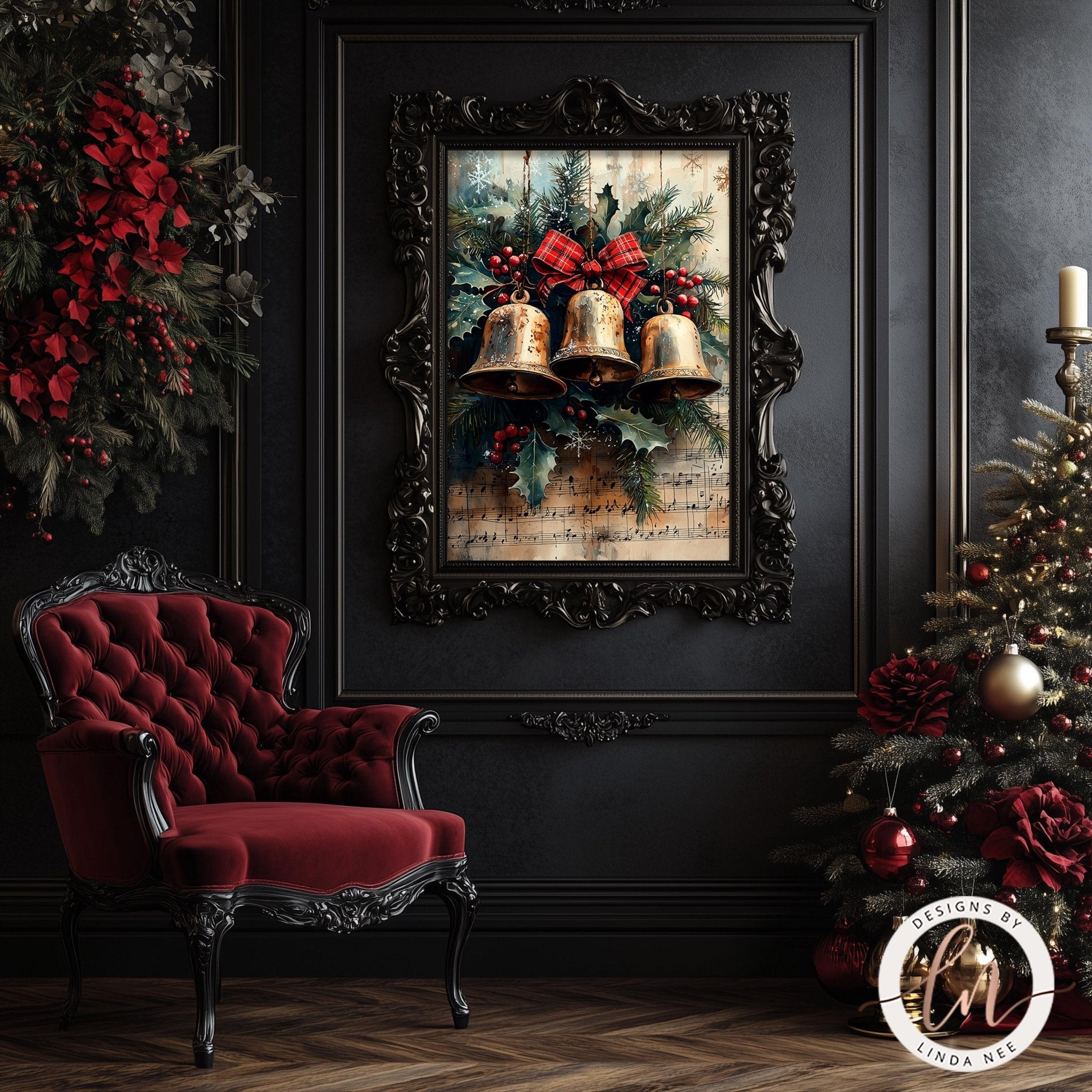 Vintage Christmas Jingle Bells Wall Art - Metal & Fine Art for Holiday Decor