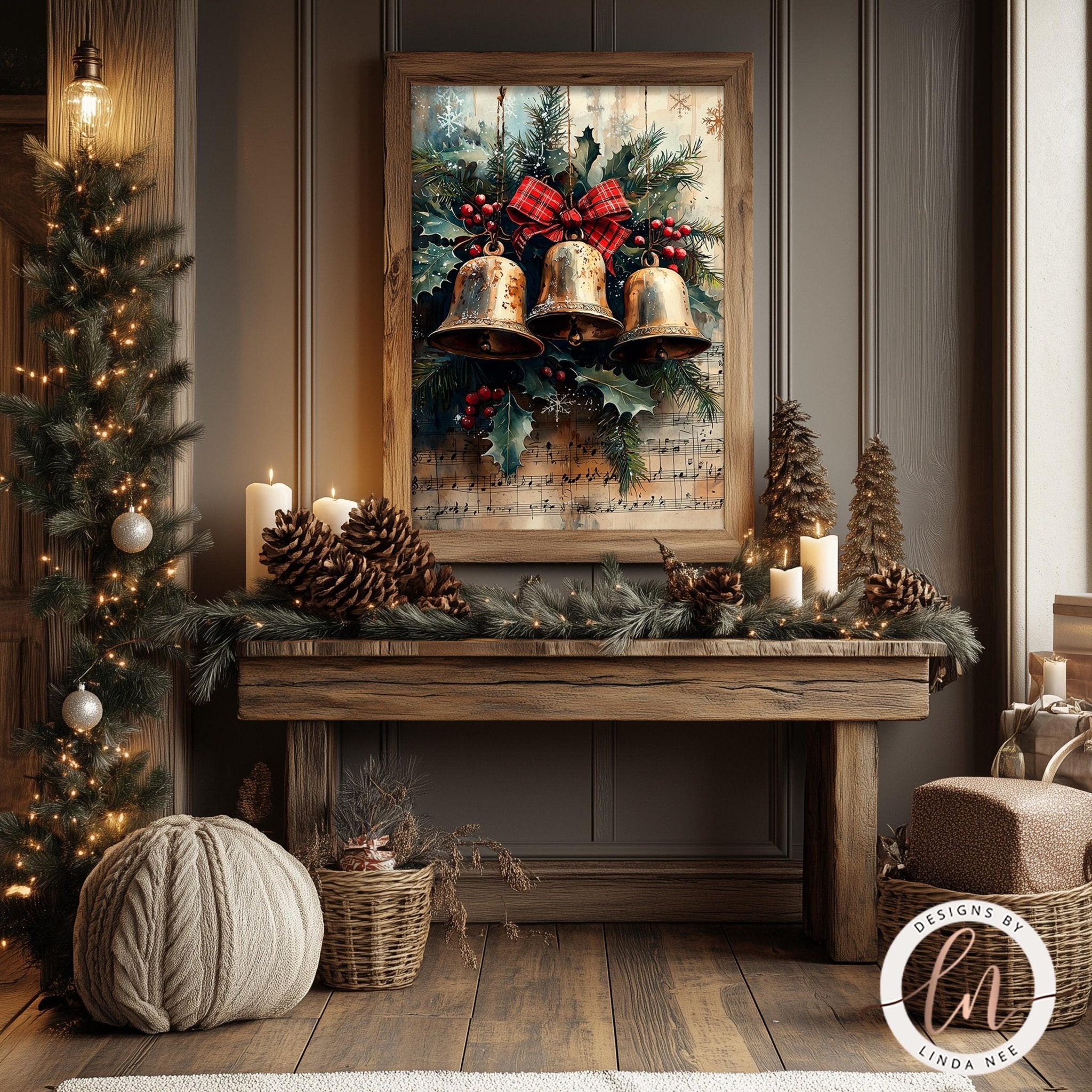 Vintage Christmas Jingle Bells Wall Art - Metal & Fine Art for Holiday Decor