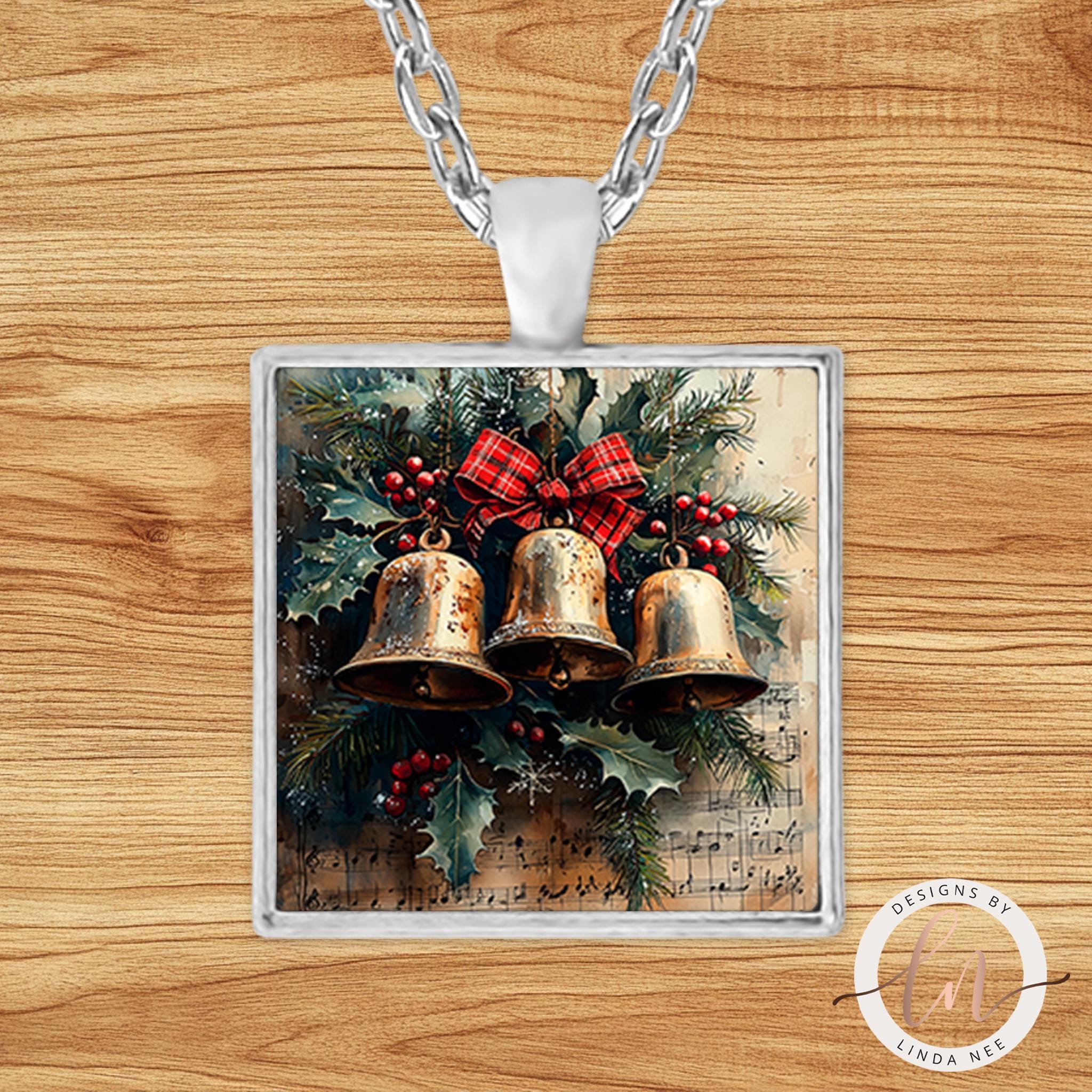 Vintage Jingle Bells Pendant - Antique Sheet Music Necklace