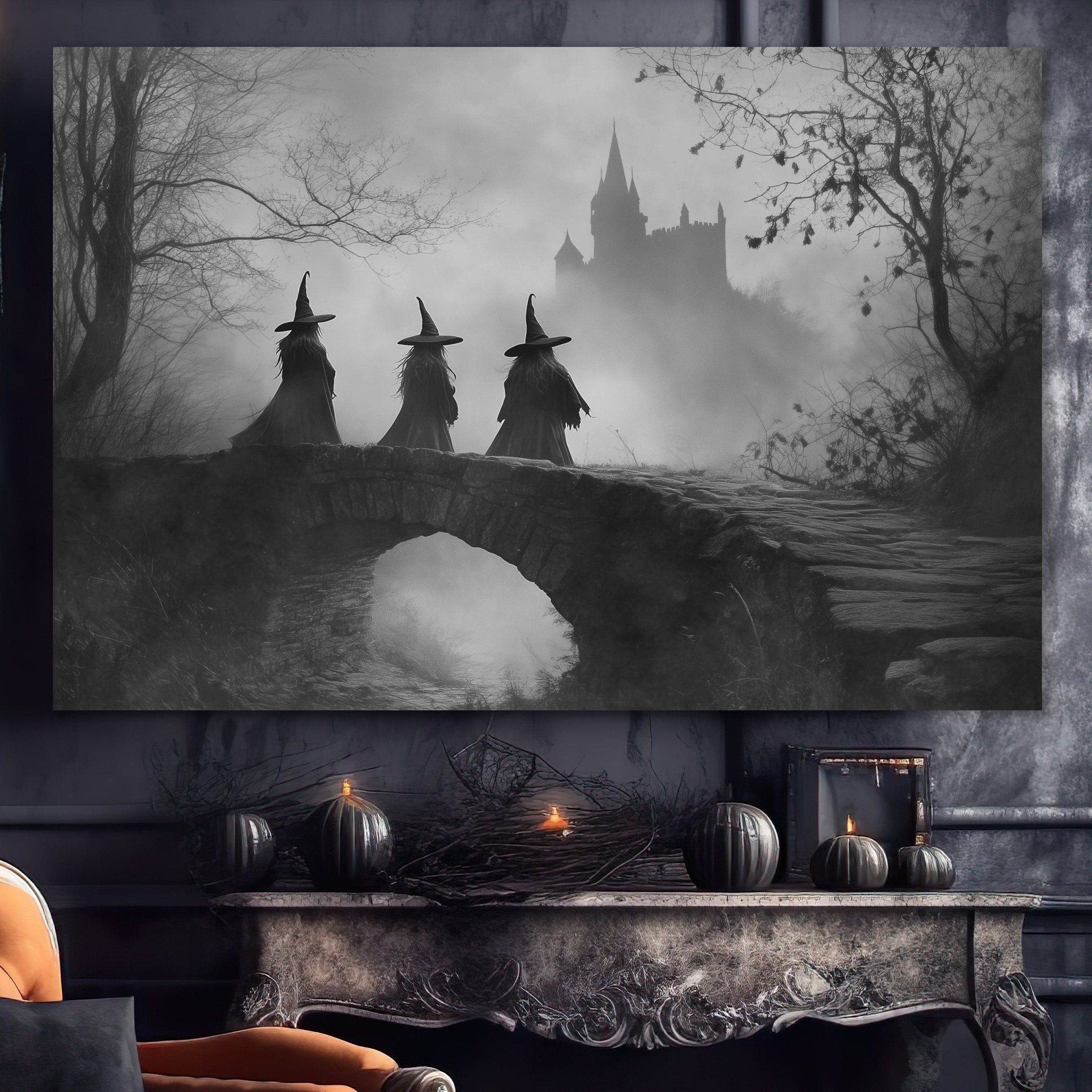 Vintage Witches in the Forest - Metal or Fine Art Paper Print