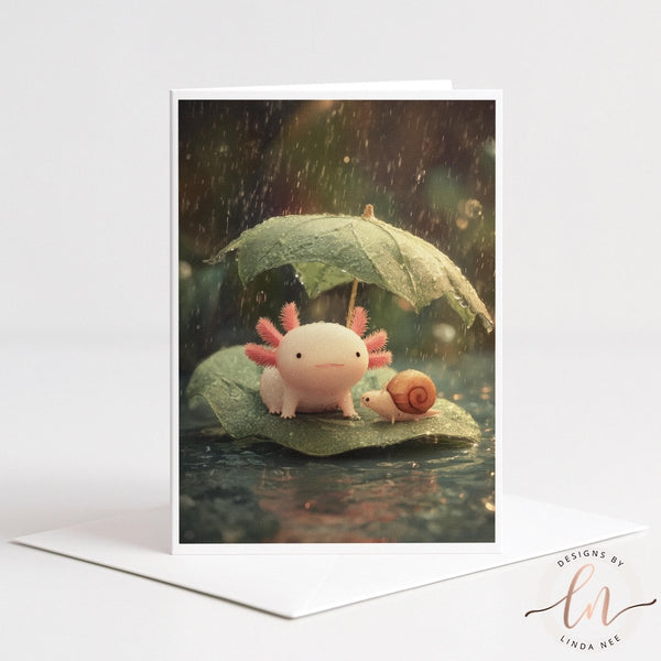 Whimsical Axolotl Greeting Card