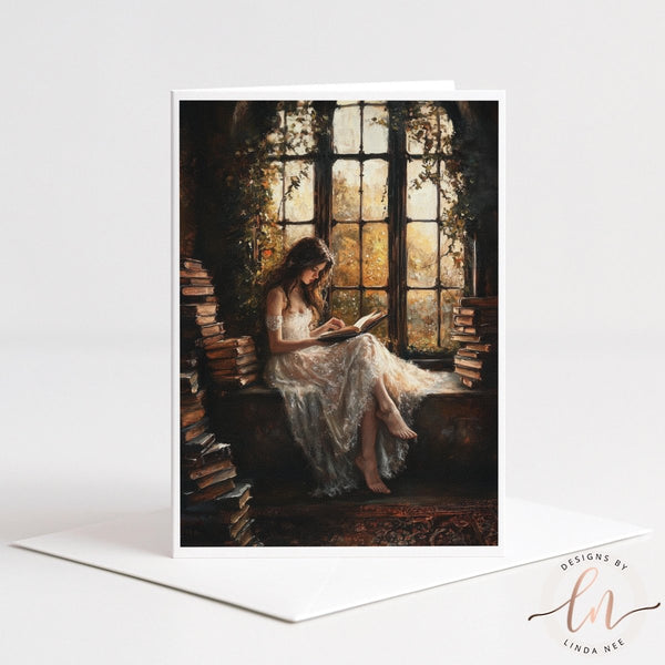 Woman Reading Art Greeting Card