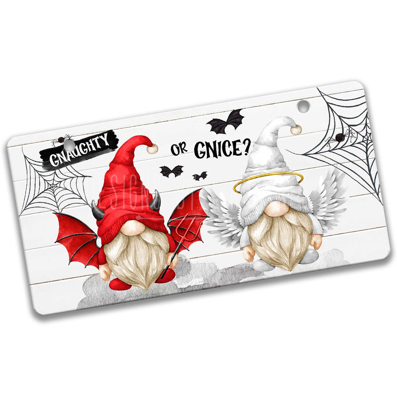 Gnaughty Or Gnice Halloween Gnomes 12"x6" Sign