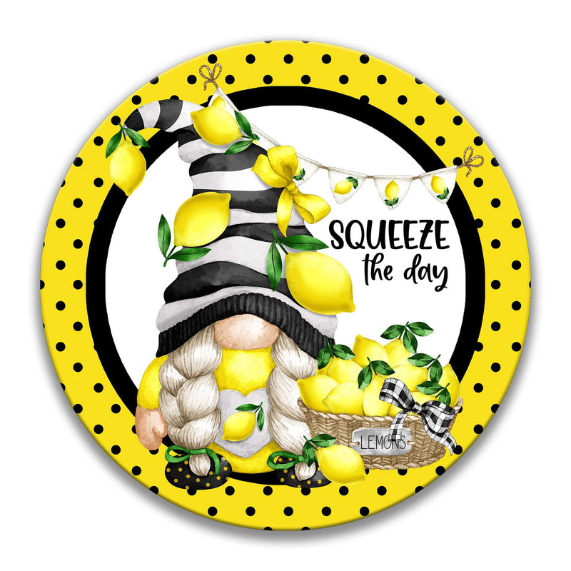 Squeeze The Day Gnome Wreath Sign