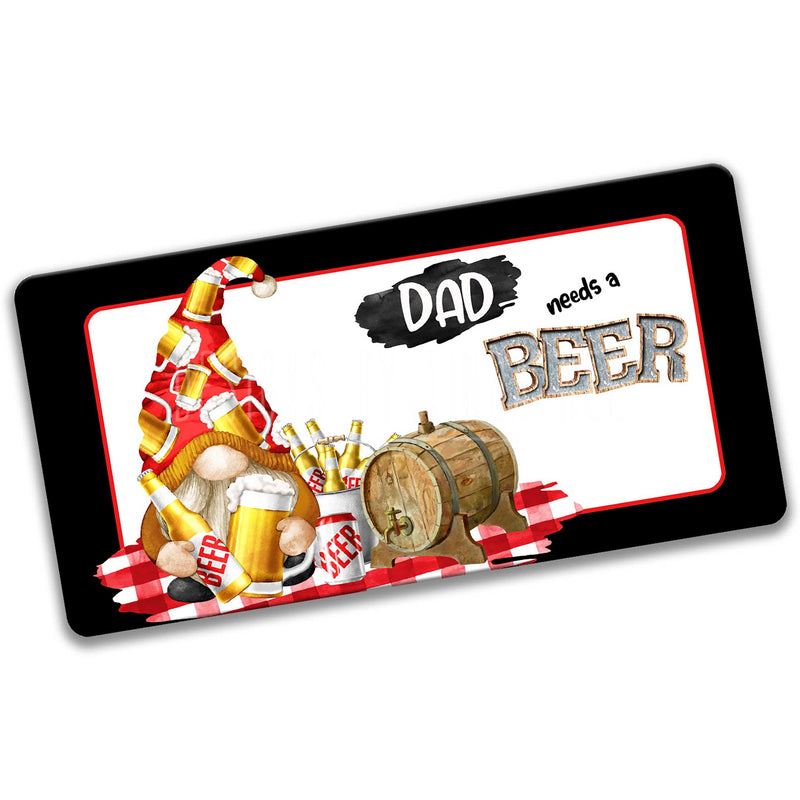 Dad Beer Gnome Wreath 12x6 Sign